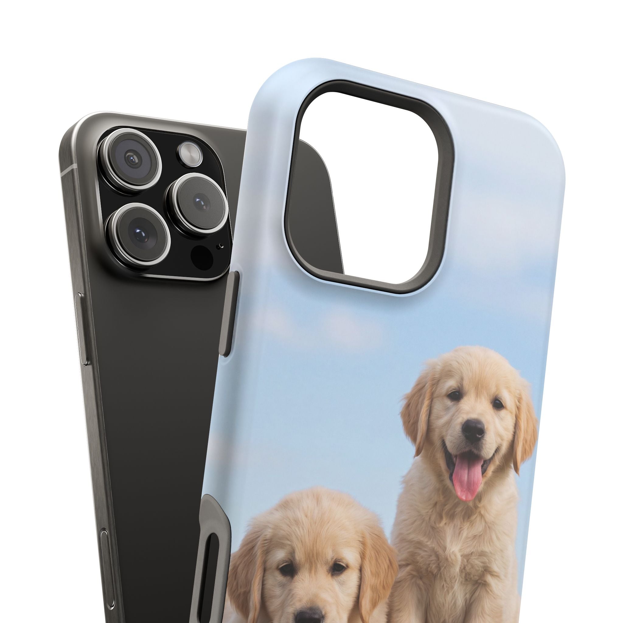 Golden Retriever Puppy Duo Phone Case — Impact-Resistant Wireless Charging Cover