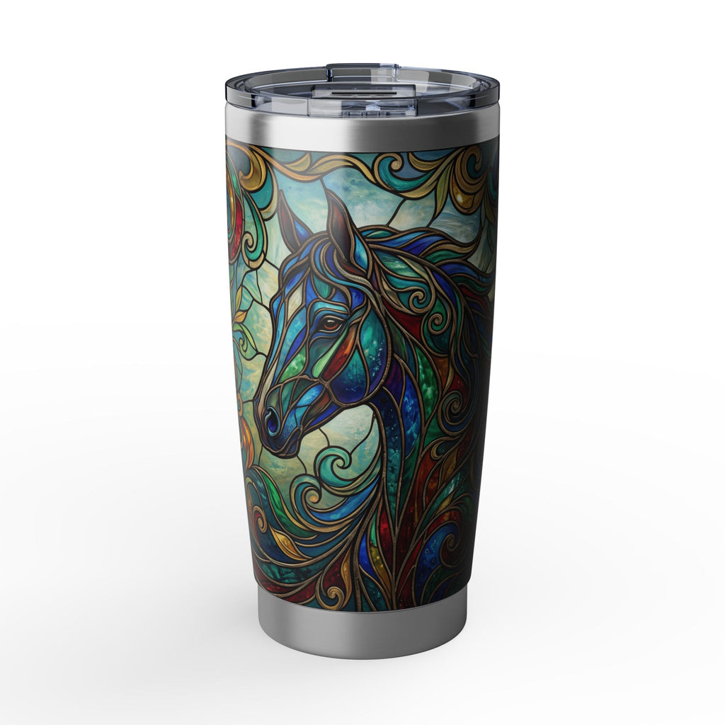 Horse Tumbler | Stained Glass Swirl Art — 20 oz Stainless Travel Mug