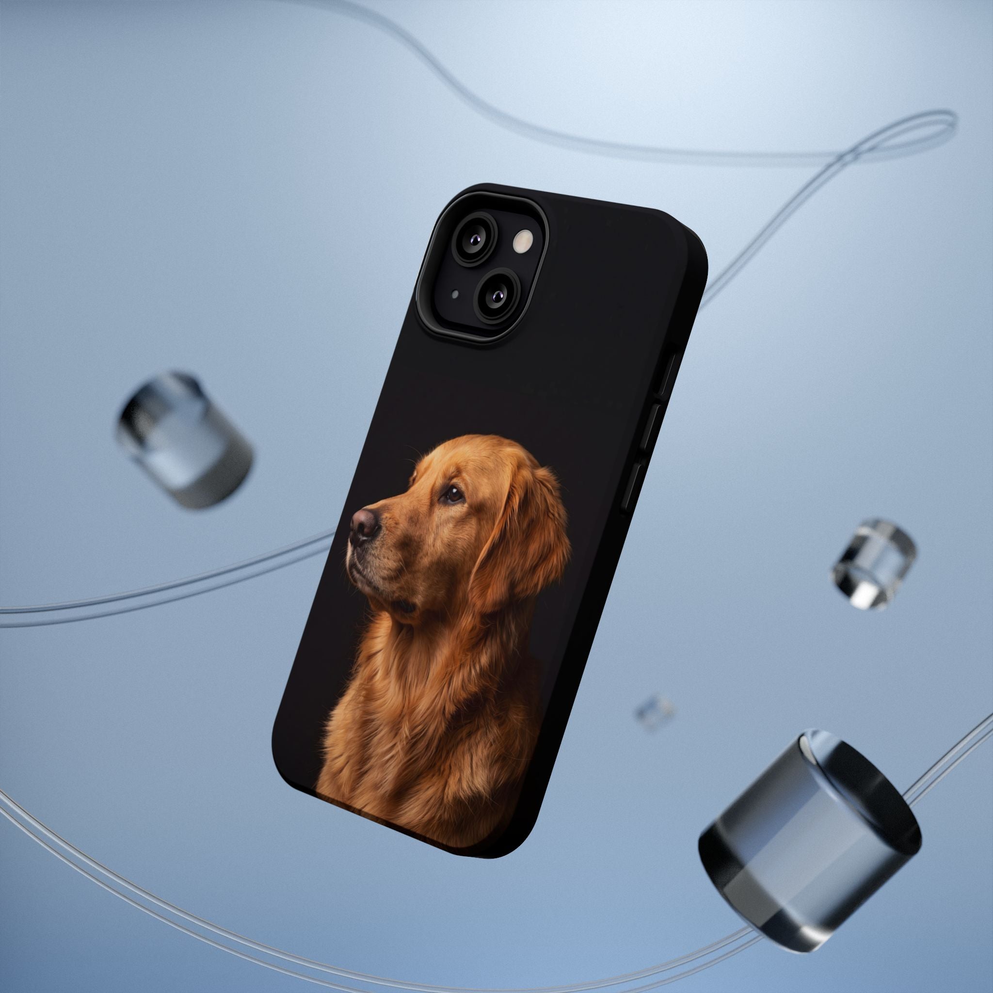 Golden Retriever Portrait Phone Case — Impact-Resistant Wireless Charging Cover