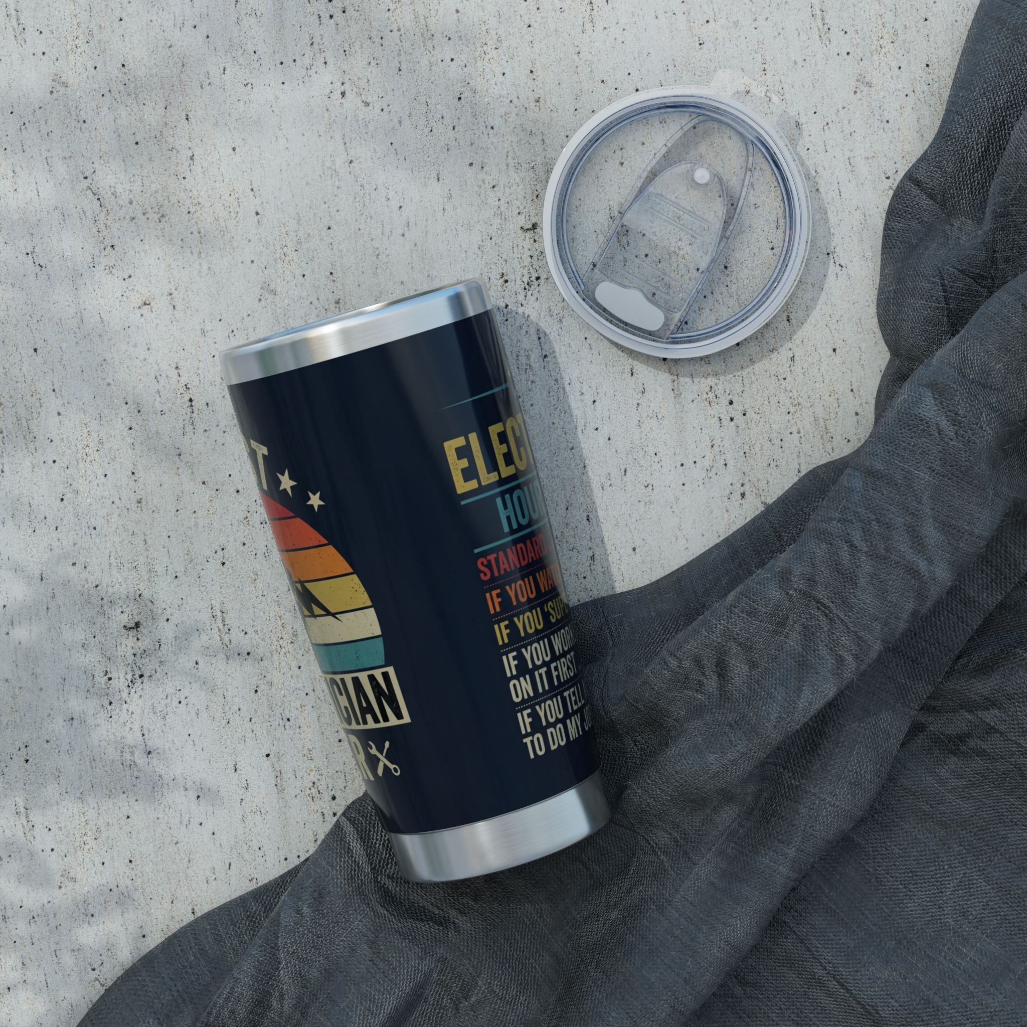 Best Electrician Ever Tumbler – Retro Sunset Hourly Rate Design 20 oz