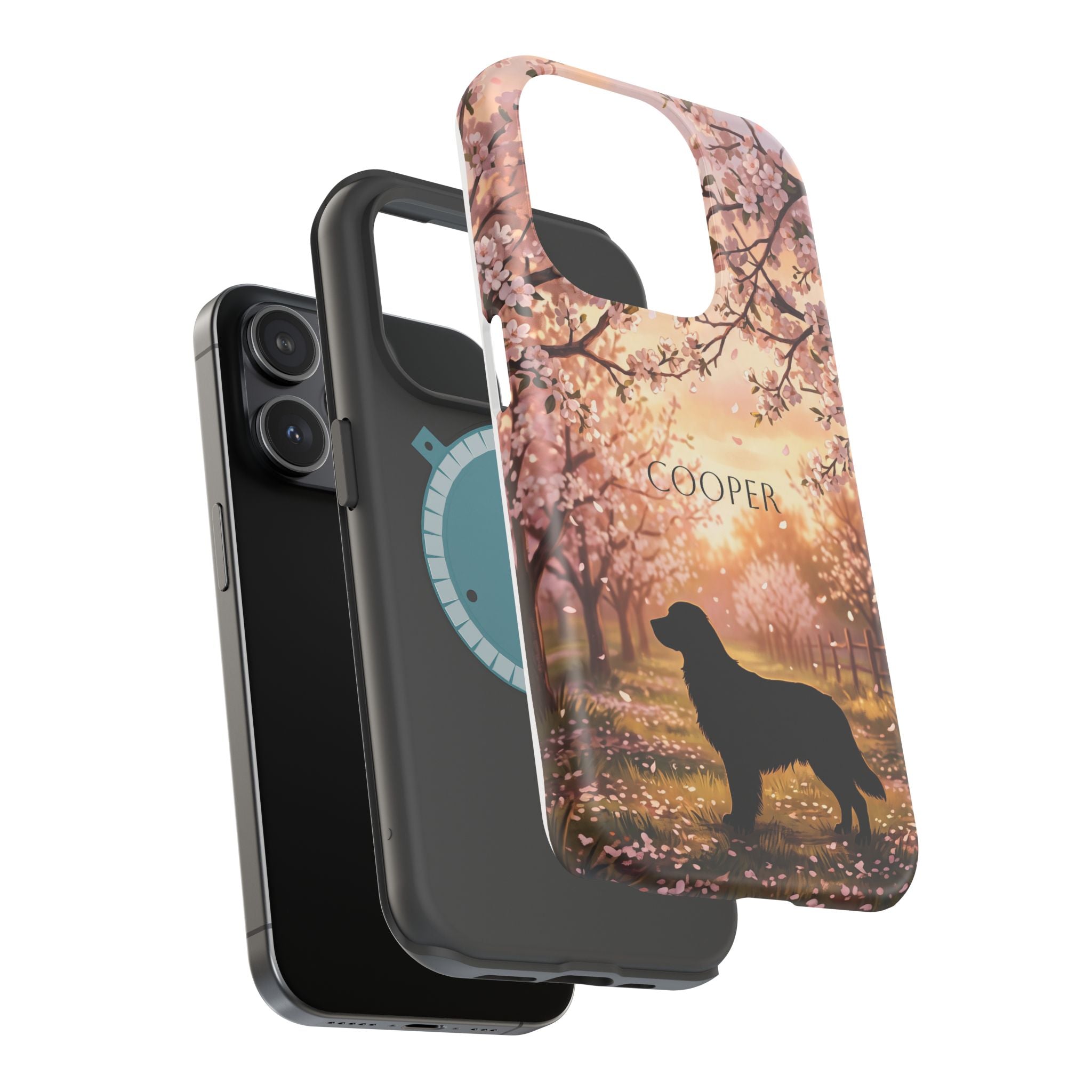 Personalized Golden Retriever Autumn Forest Phone Case — Wireless Charging Cover