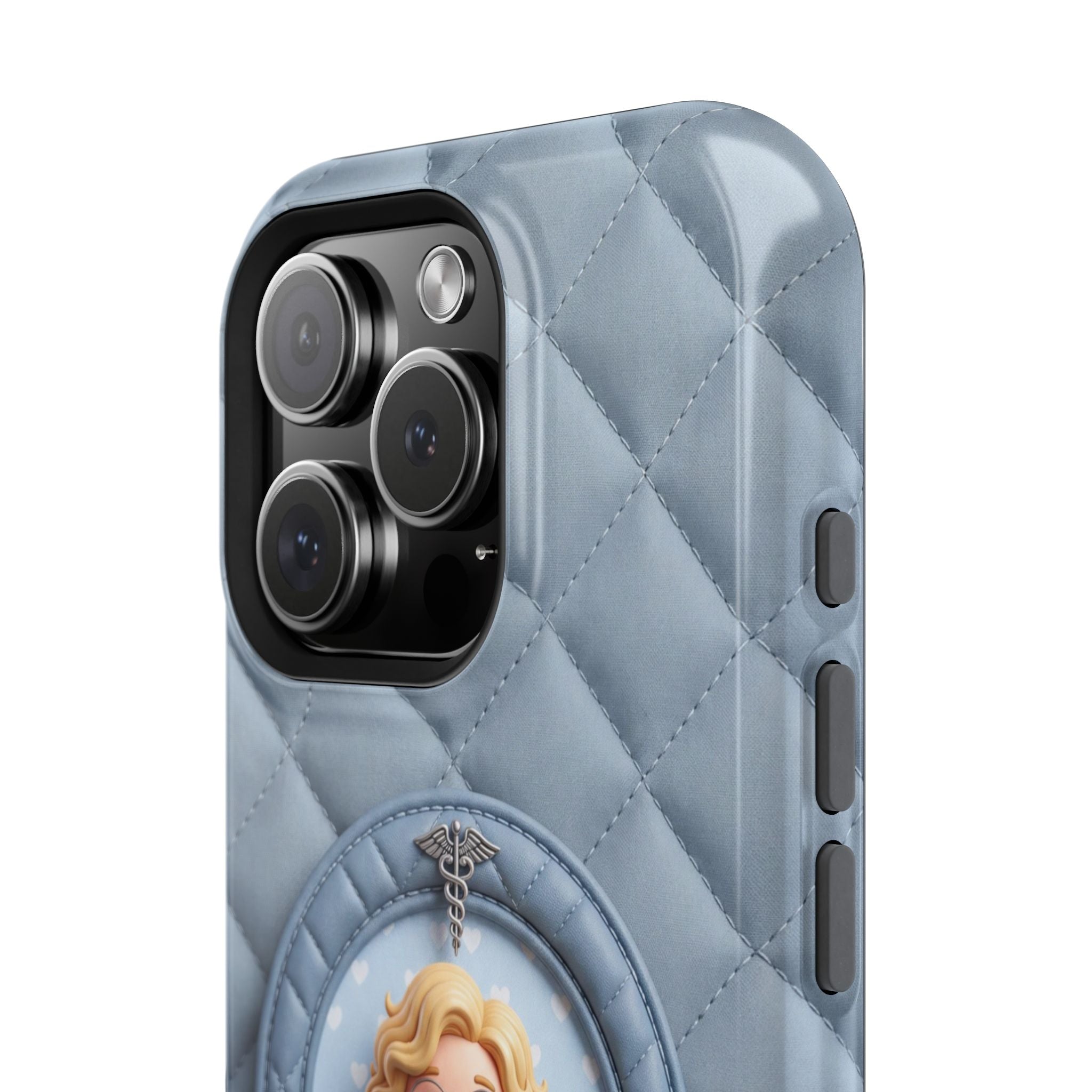 Personalized Quilted Nurse Phone Case — Wireless Charging Cover