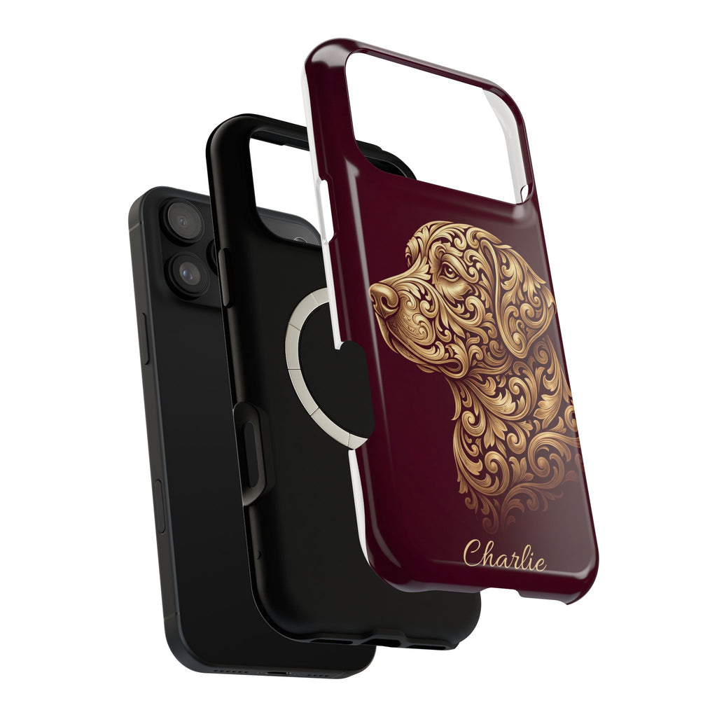Personalized Gold Filigree Labrador Phone Case — Tough Magnetic Case with Wireless Charging