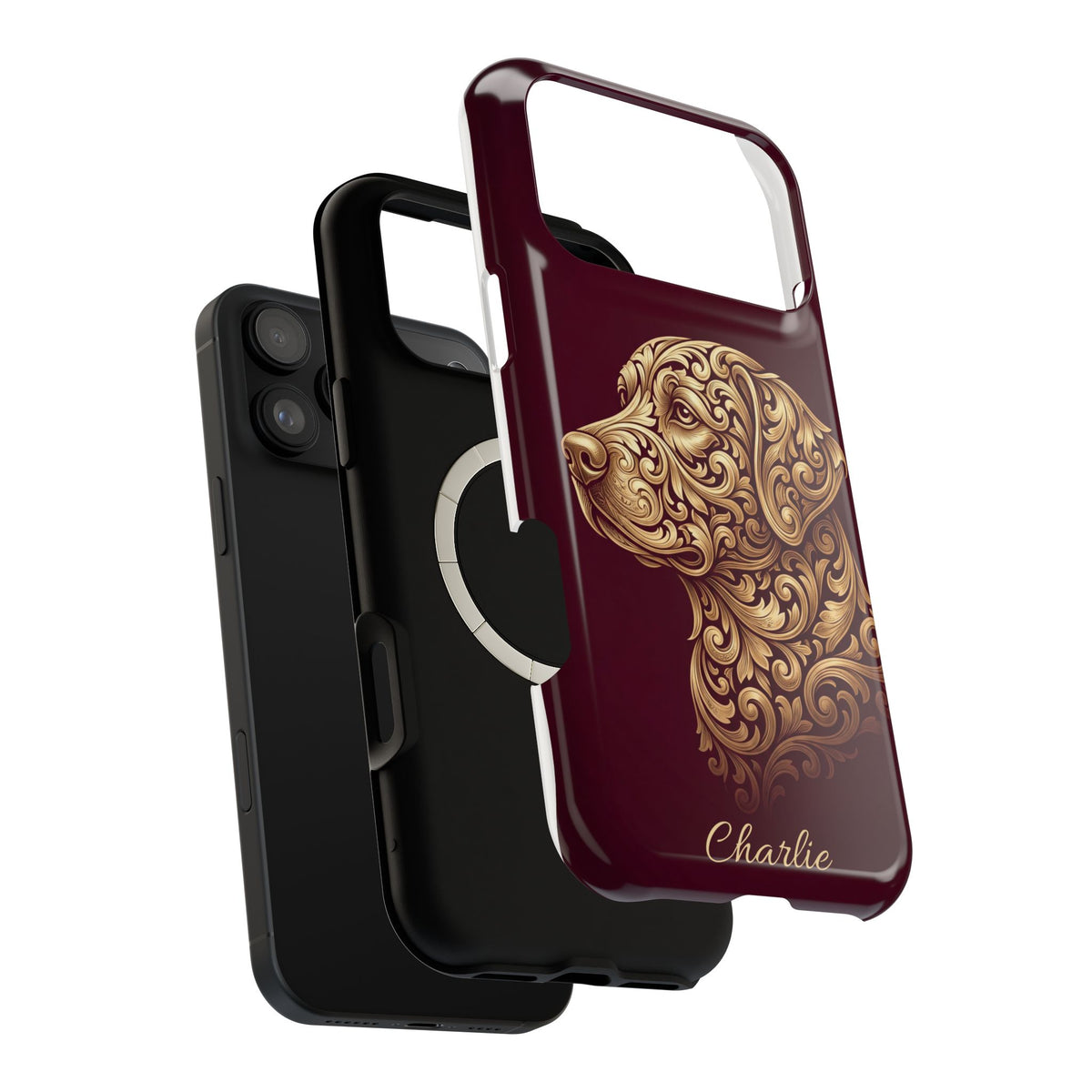 Personalized Gold Filigree Labrador Phone Case — Tough Magnetic Case with Wireless Charging