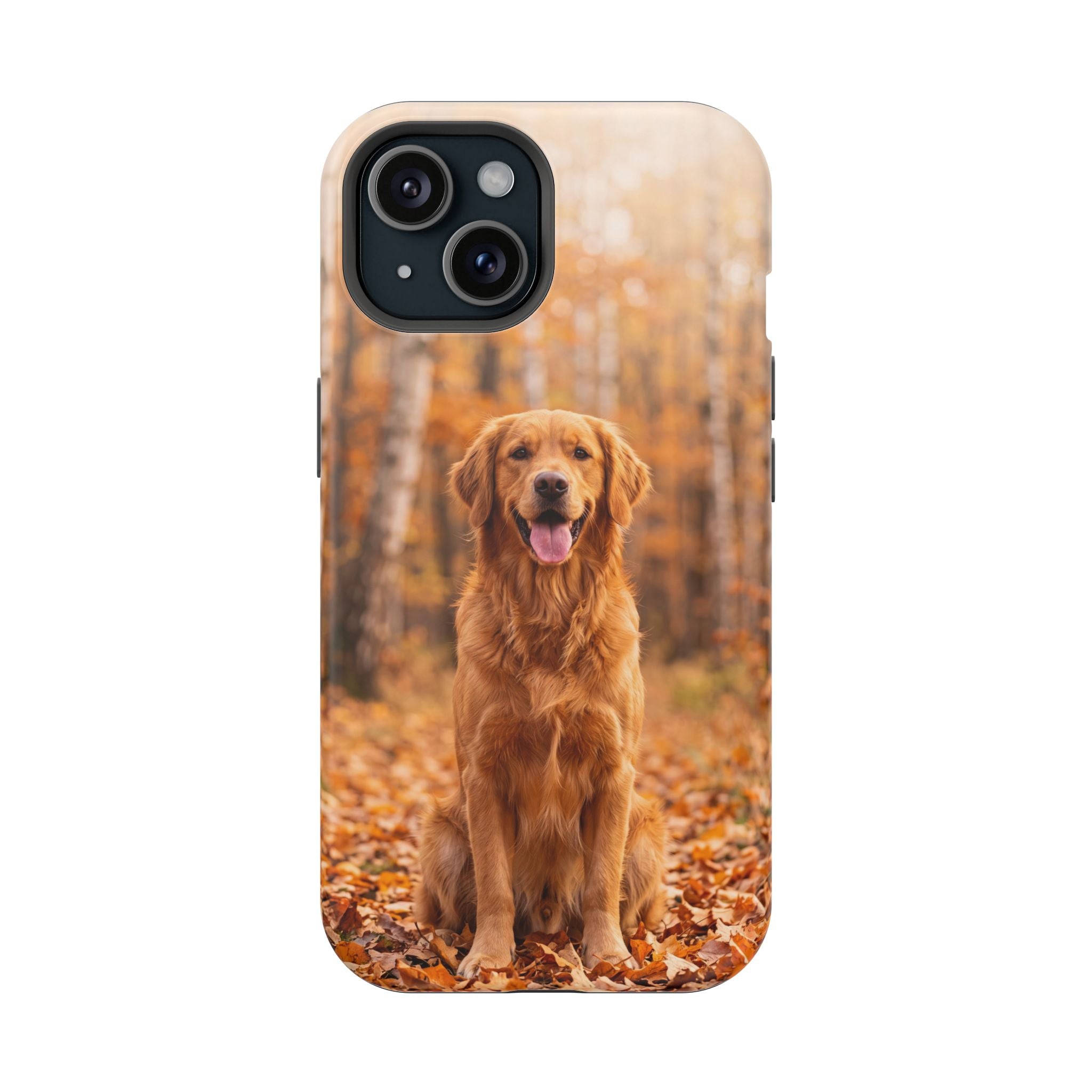 Autumn Golden Retriever Phone Case — Impact-Resistant Wireless Charging Cover