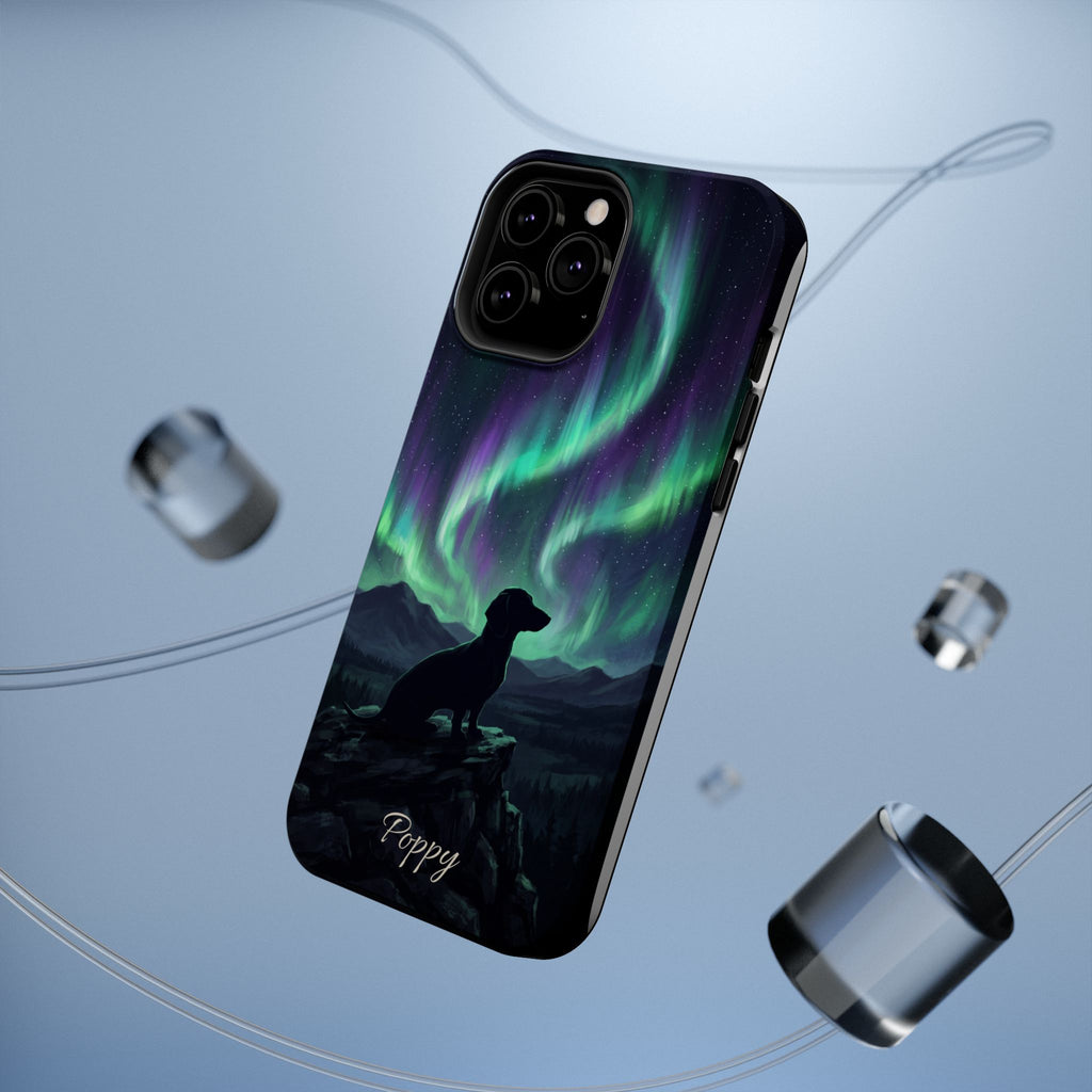 Personalized Dachshund Northern Lights Phone Case — Wireless Charging Cover