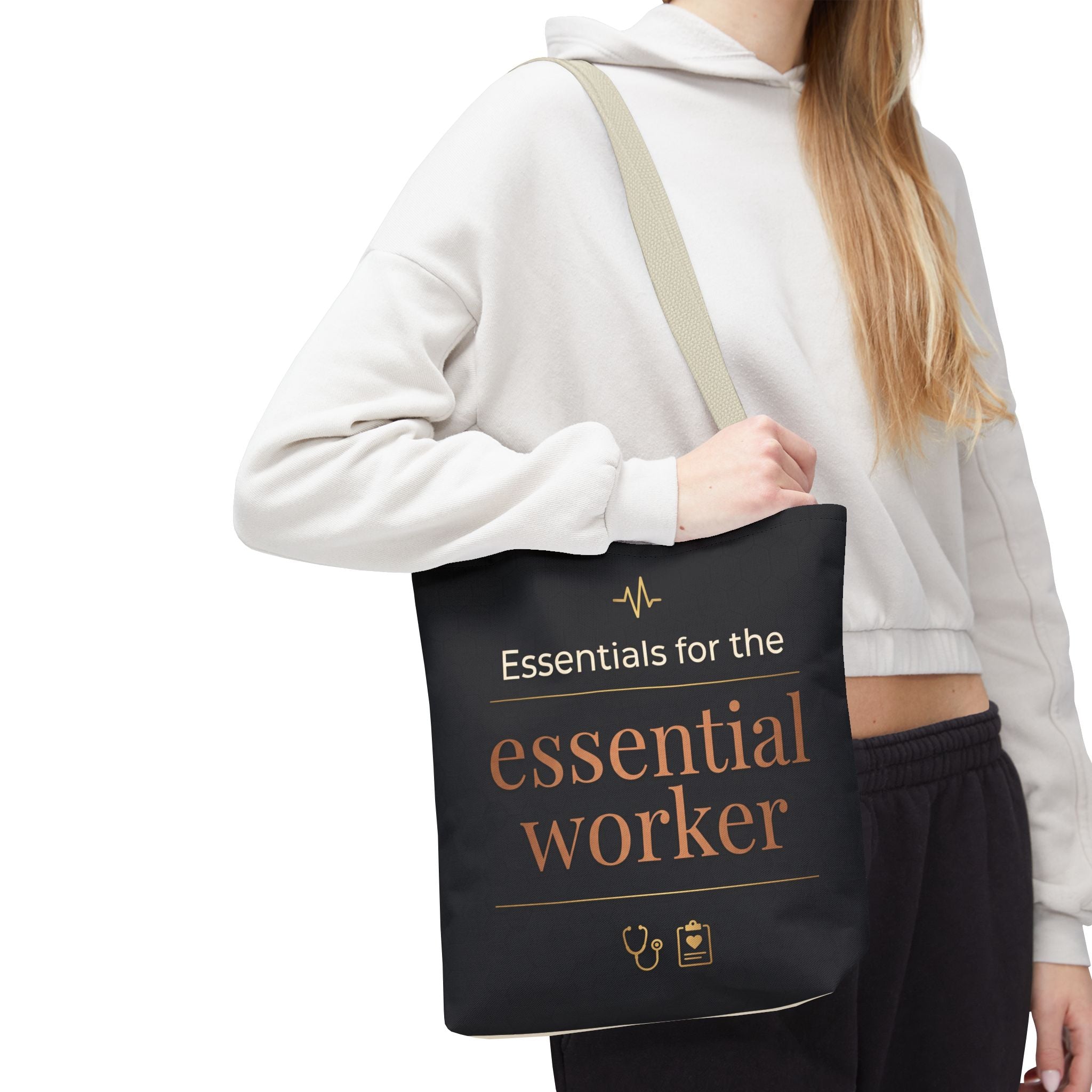 Essentials for the Essential Worker Tote | Healthcare Worker Gift Tote Bag | Nurse Doctor Appreciation Gift | Premium Polyester Carry-All