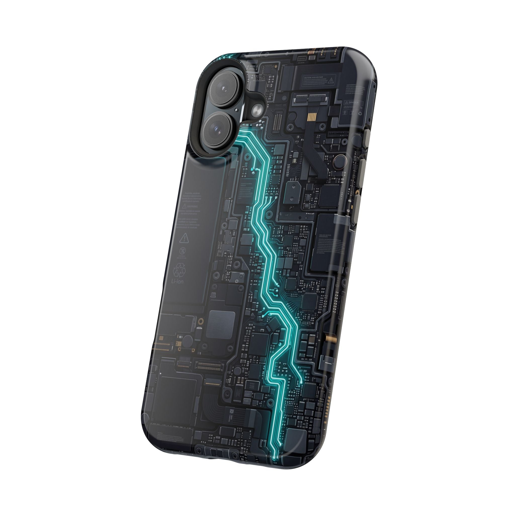Cyan Bolt Electrician Phone Case — Electric Circuit Wireless Charging Cover