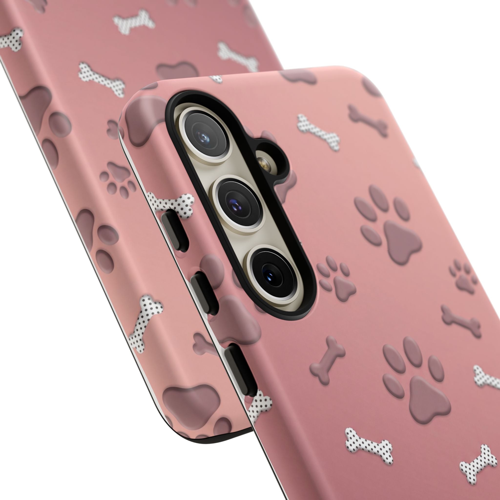 iPhone & Samsung Phone Case | Paw Print & Bone  | Dusty Rose Pattern Case for Frenchie Lovers