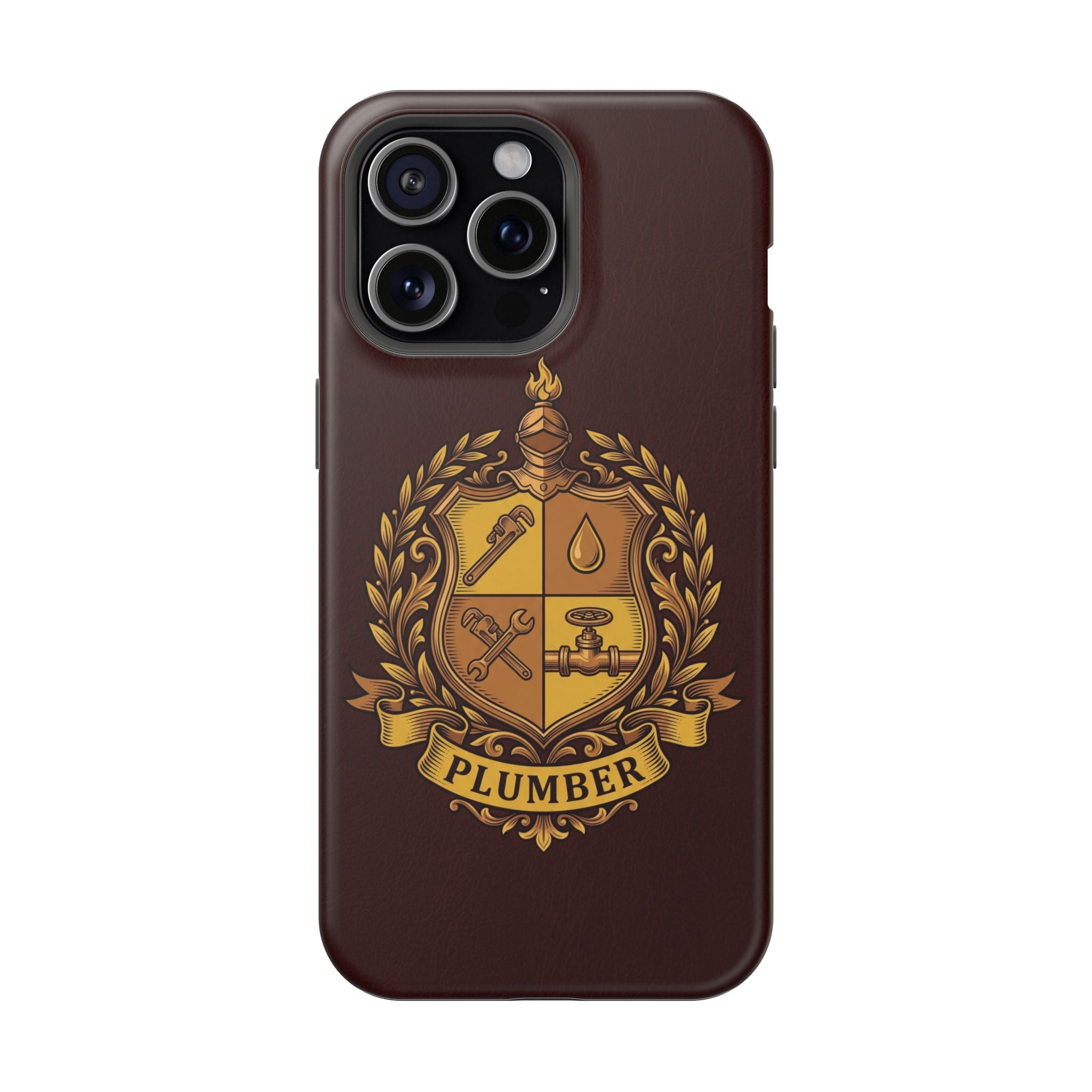Plumber Crest Phone Case — Heraldic Shield Wireless Charging Cover