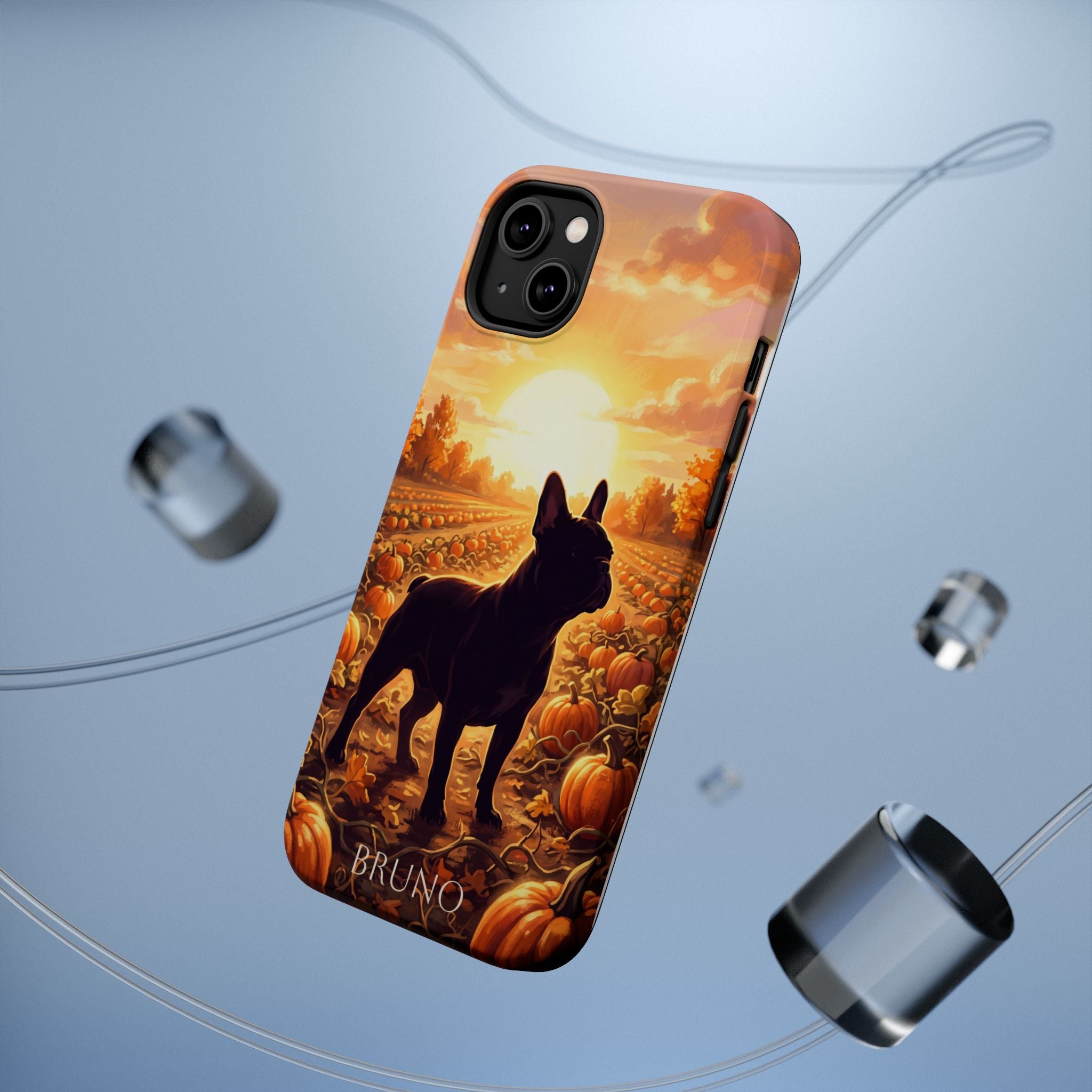 Personalized French Bulldog Pumpkin Patch Phone Case — Wireless Charging Cover