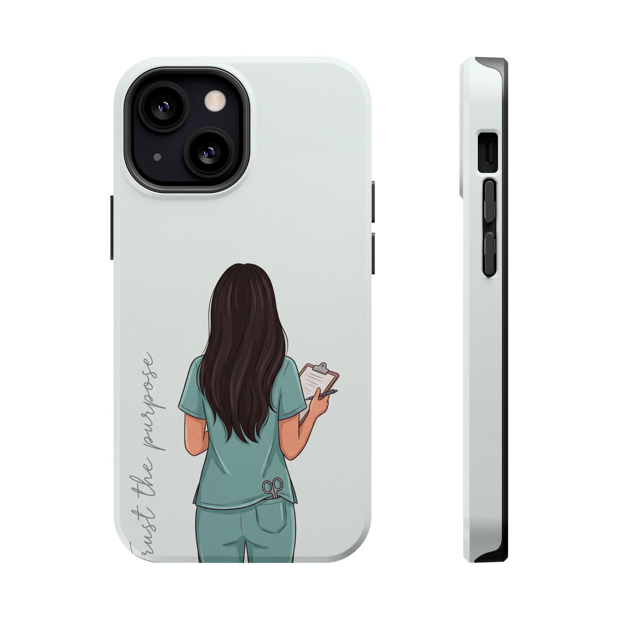 Nurse Illustration Phone Case — Impact-Resistant Wireless Charging Cover