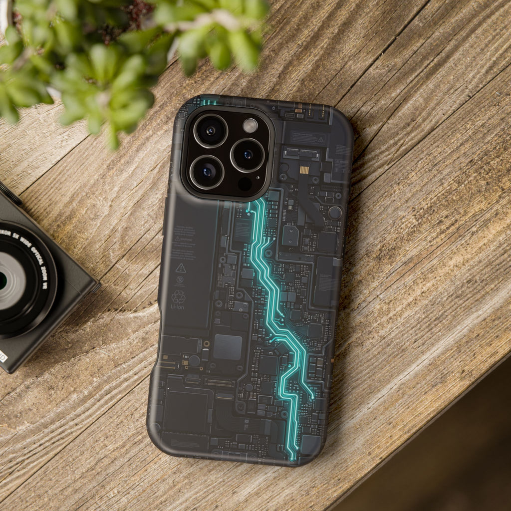 Cyan Bolt Electrician Phone Case — Electric Circuit Wireless Charging Cover