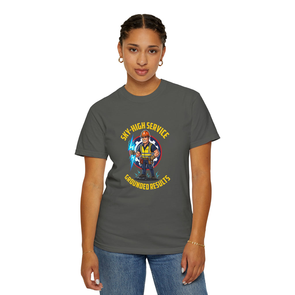 Sky-High Service Grounded Results Electrician T-Shirt