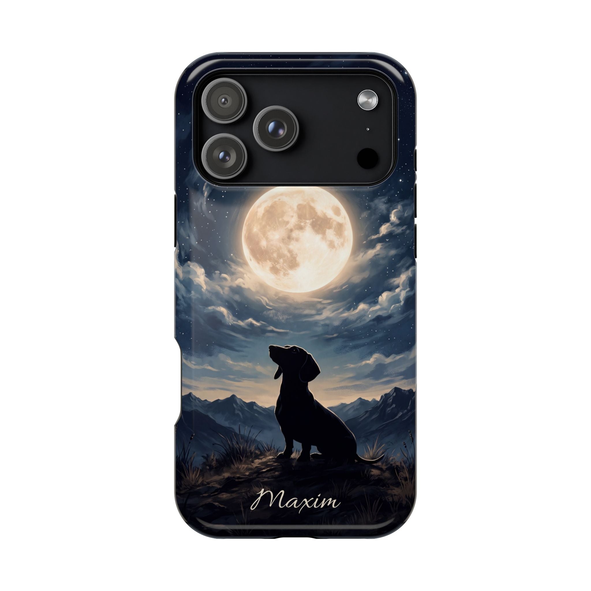 Personalized Dachshund Moonlight Phone Case — Wireless Charging Cover