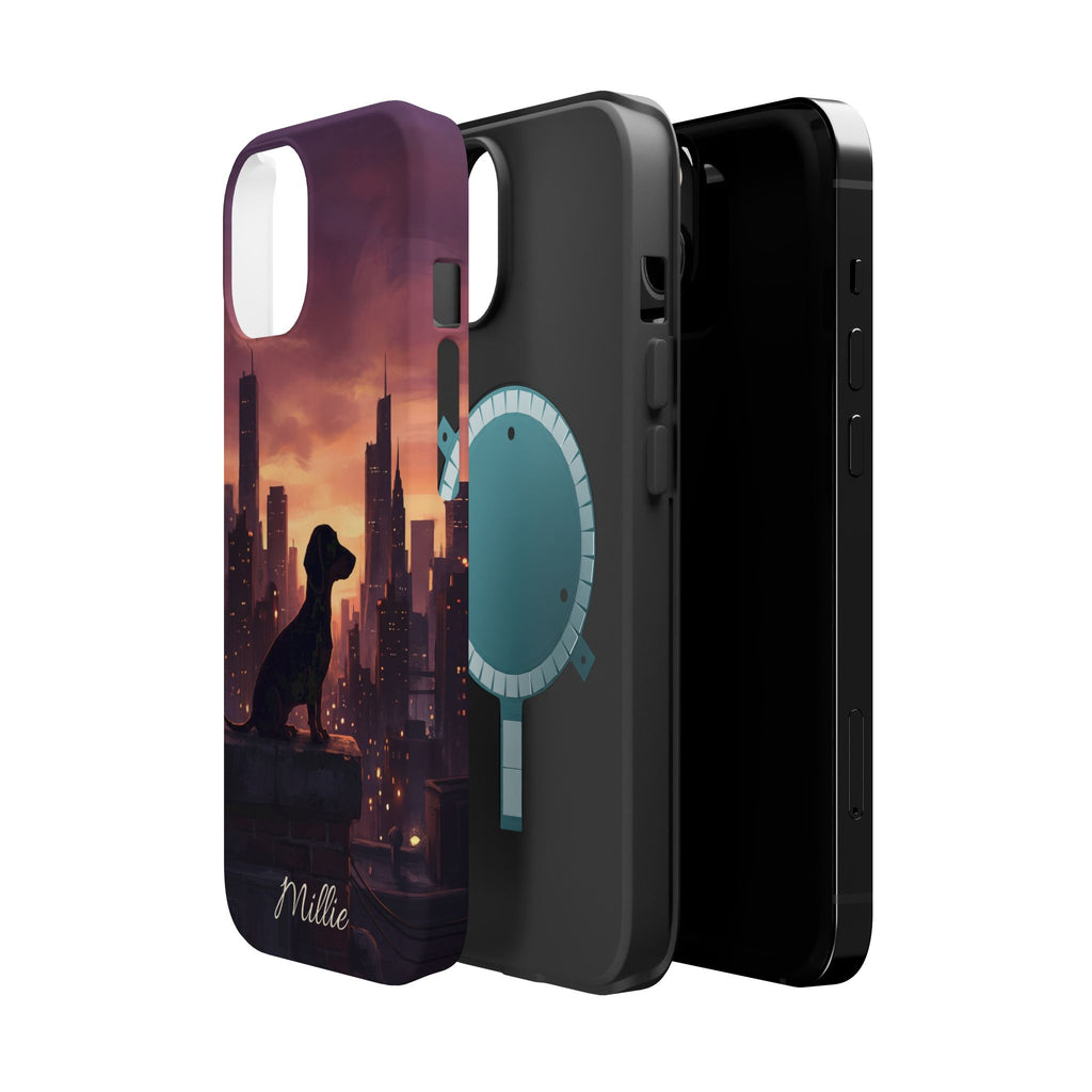Personalized Dachshund City Skyline Phone Case — Wireless Charging Cover
