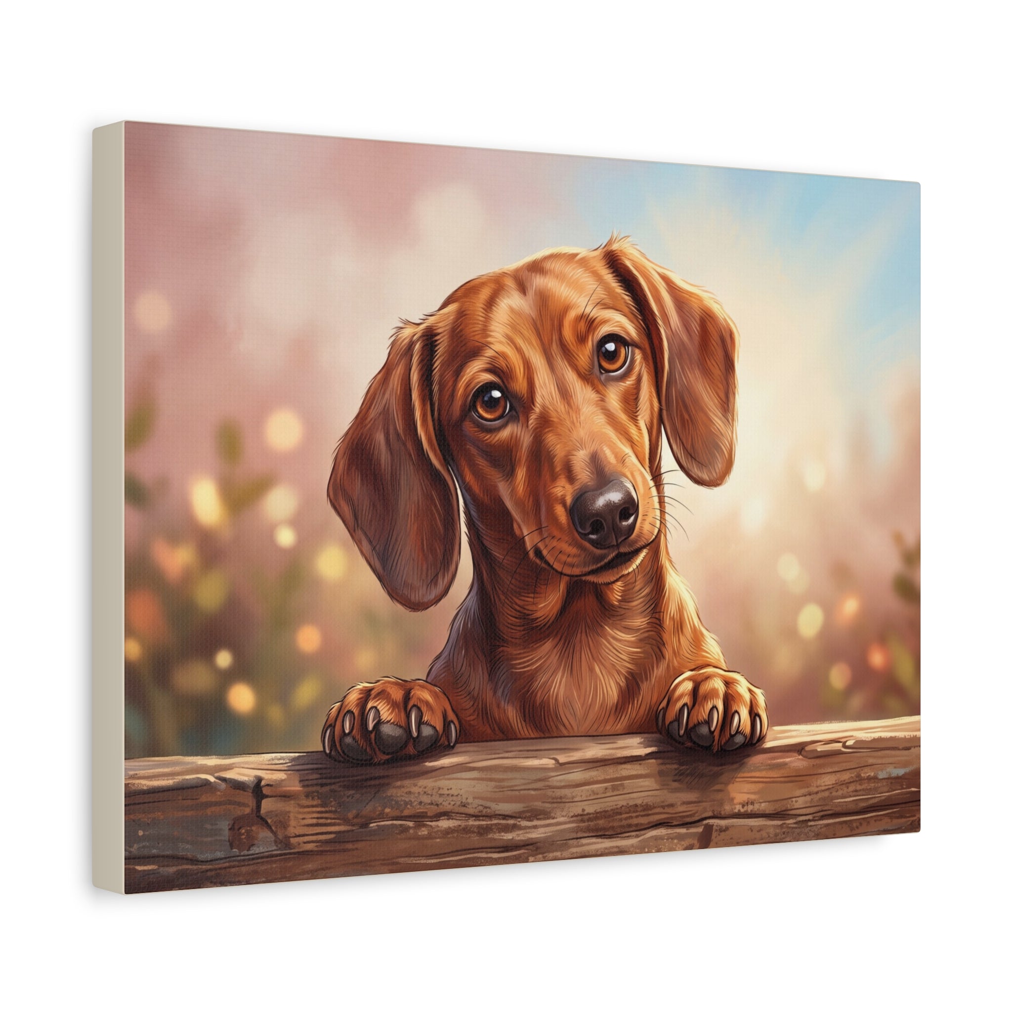 Dachshund Canvas Art – Cute Puppy Portrait Matte Stretched Wall Decor