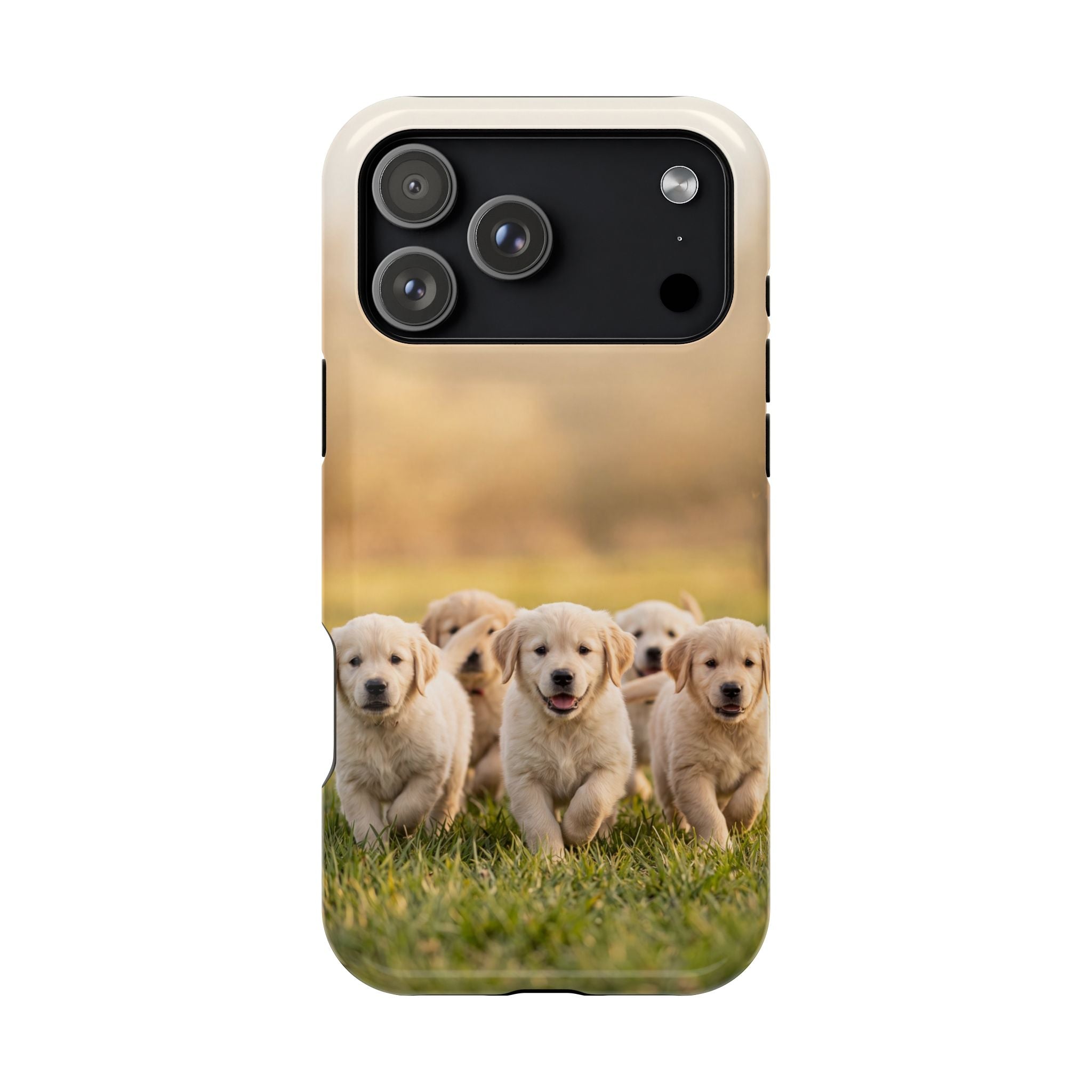 Golden Retriever Puppies Phone Case — Impact-Resistant Wireless Charging Cover