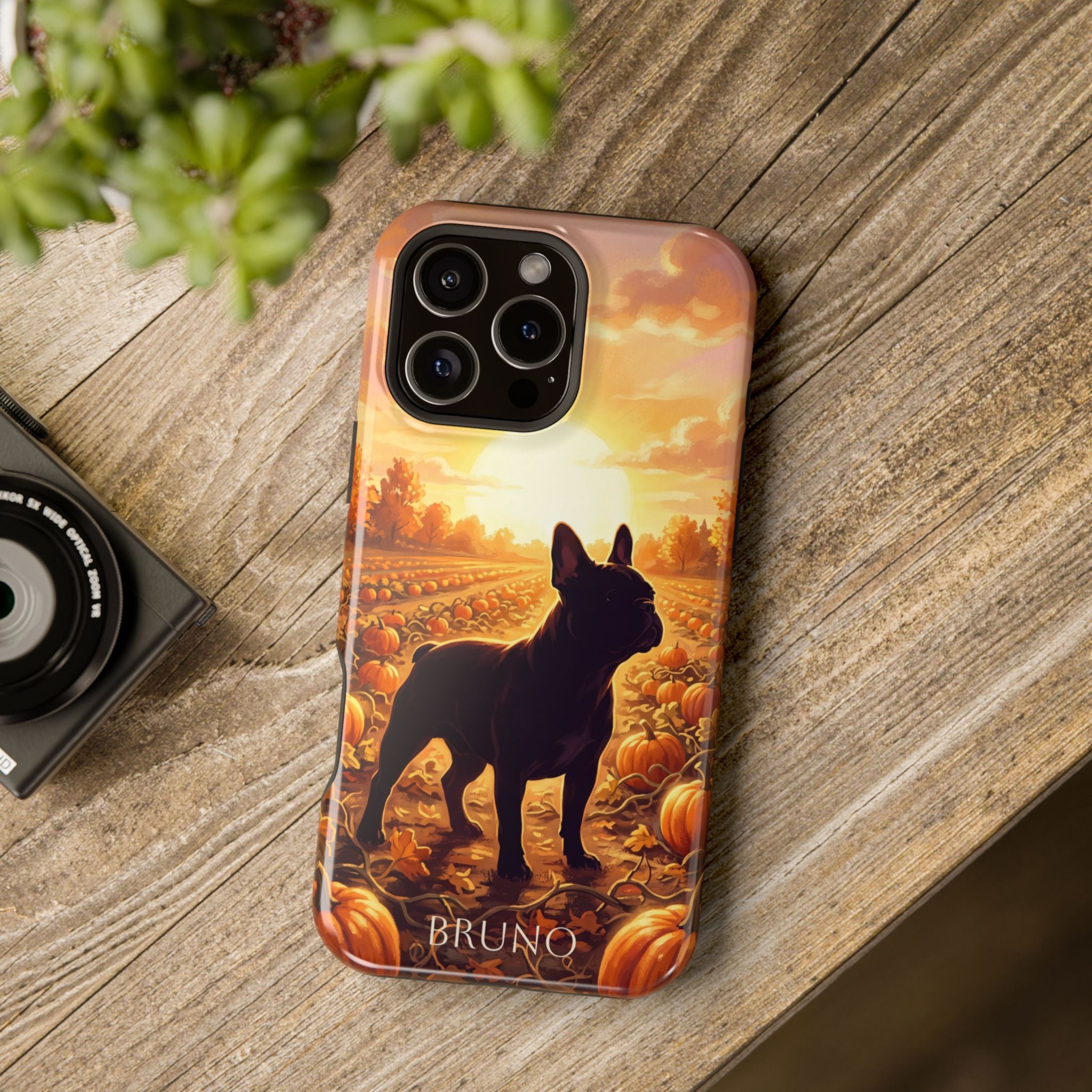 Personalized French Bulldog Pumpkin Patch Phone Case — Wireless Charging Cover