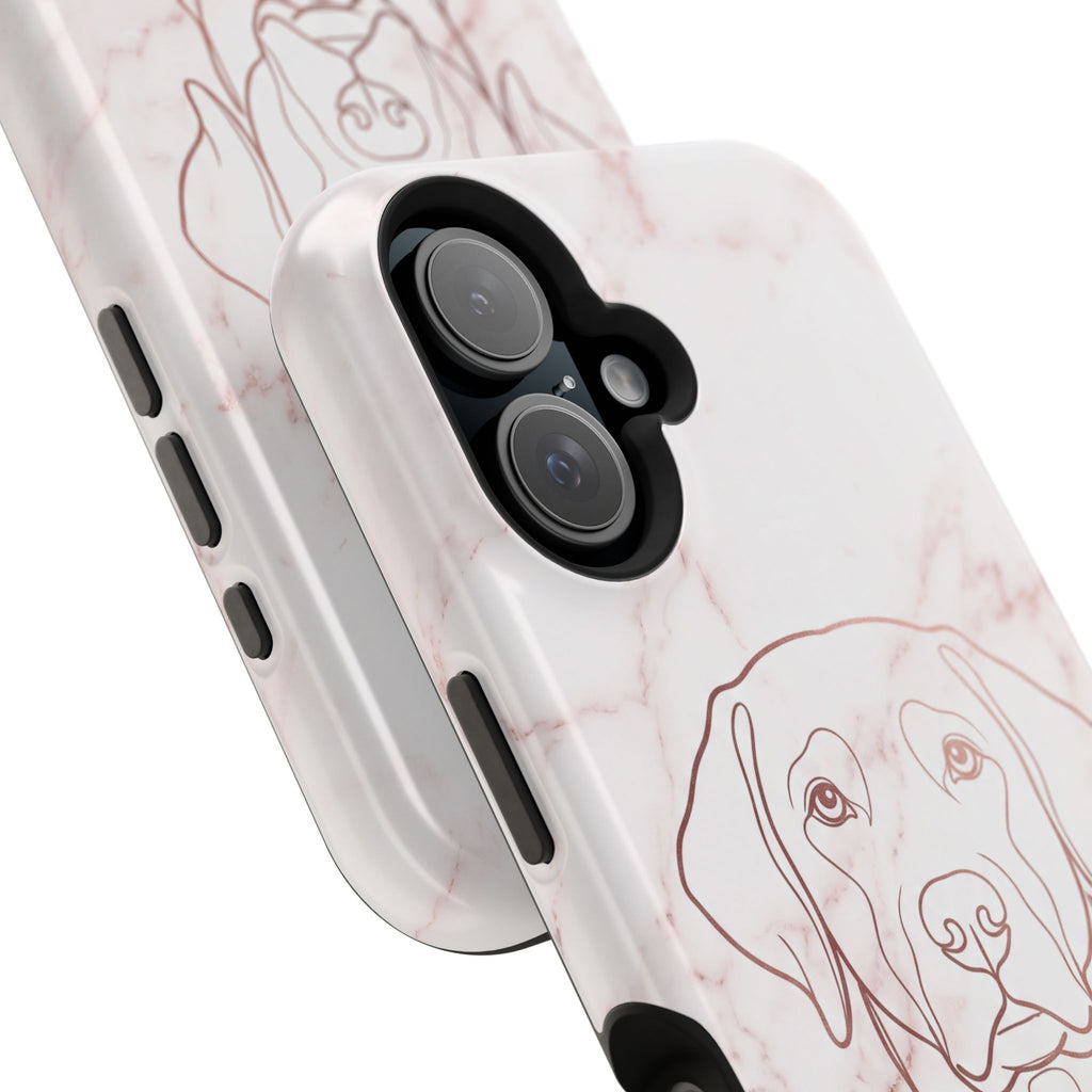 Personalized Rose Gold Marble Labrador Phone Case — Tough Magnetic Case with Wireless Charging