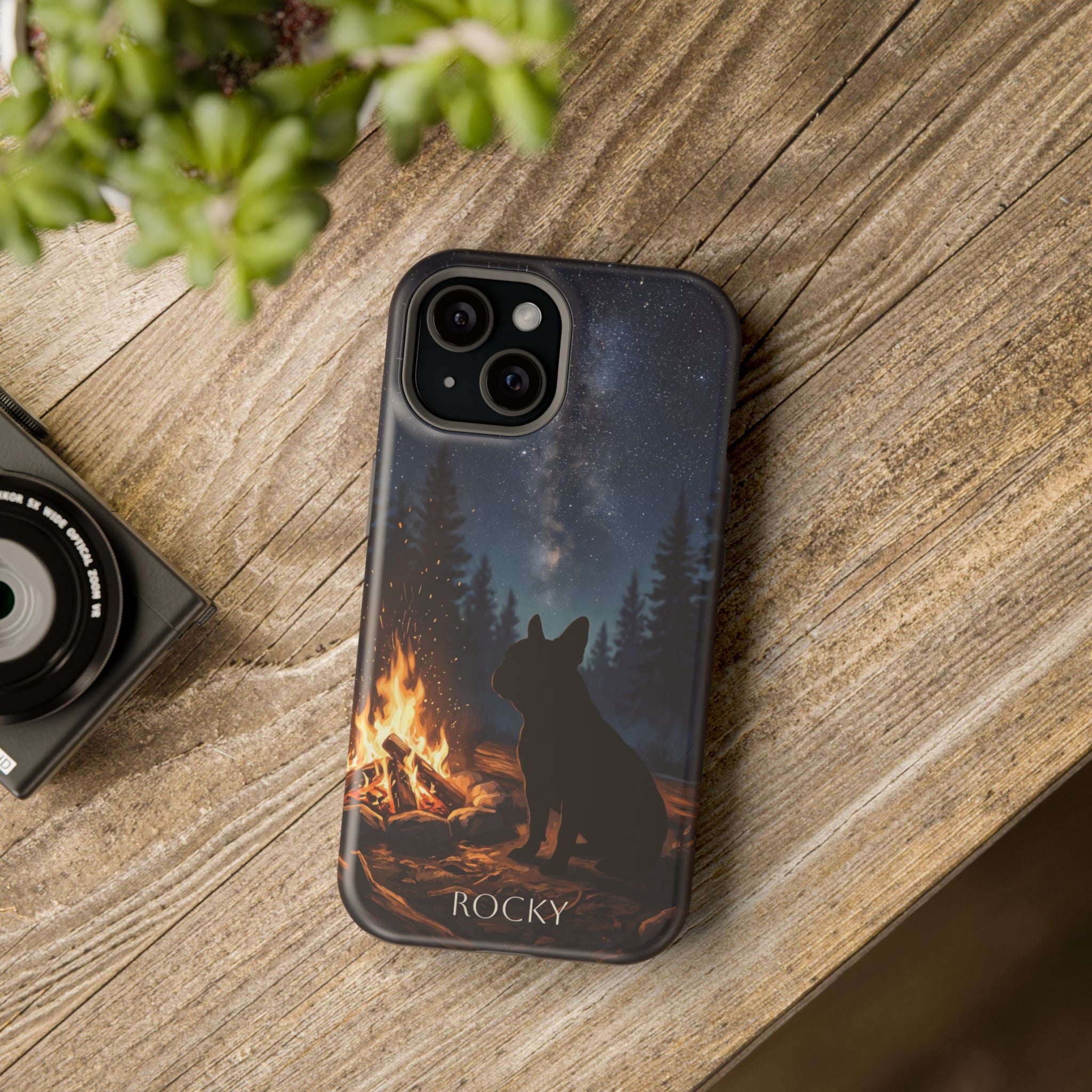 Personalized French Bulldog Campfire Phone Case — Wireless Charging Cover