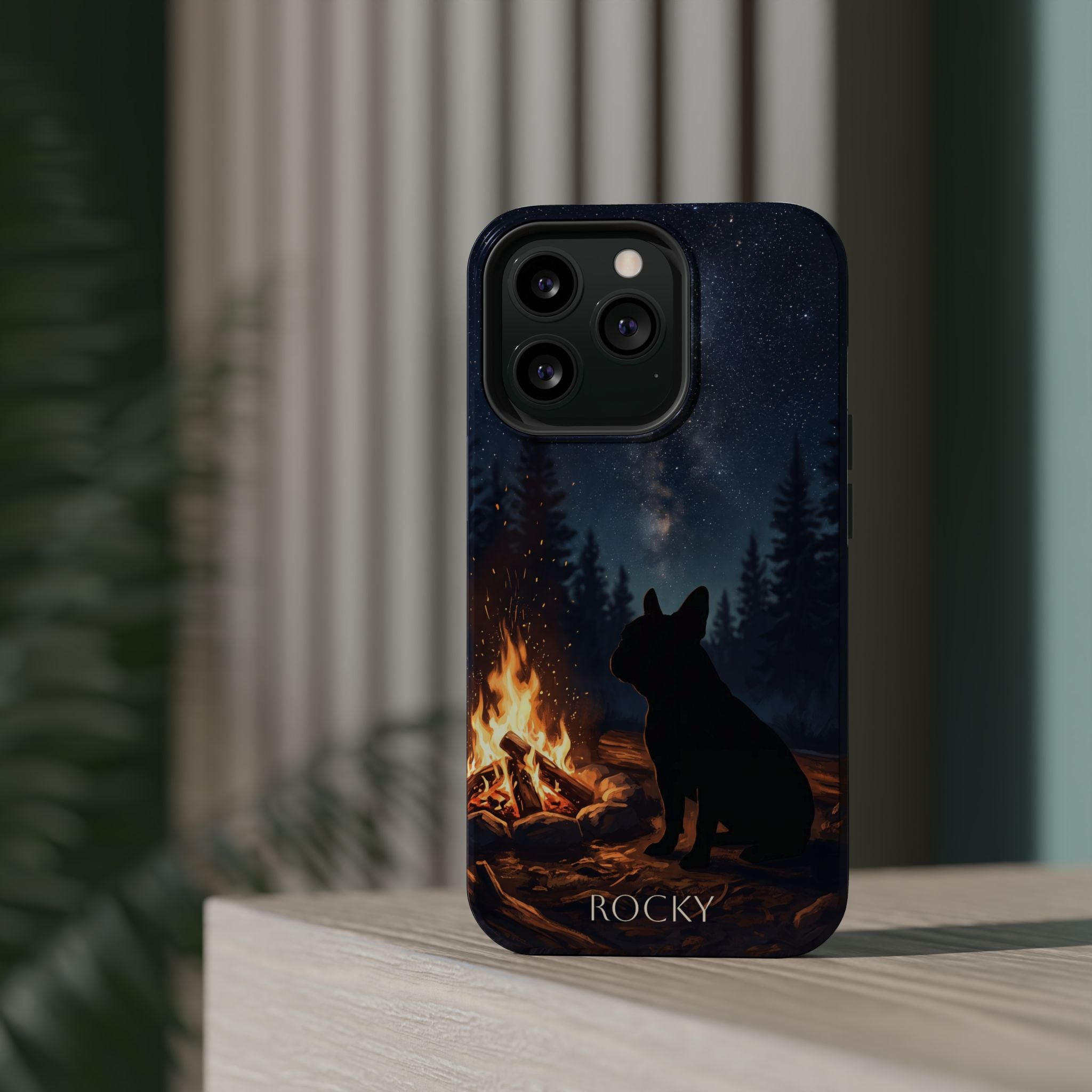 Personalized French Bulldog Campfire Phone Case — Wireless Charging Cover