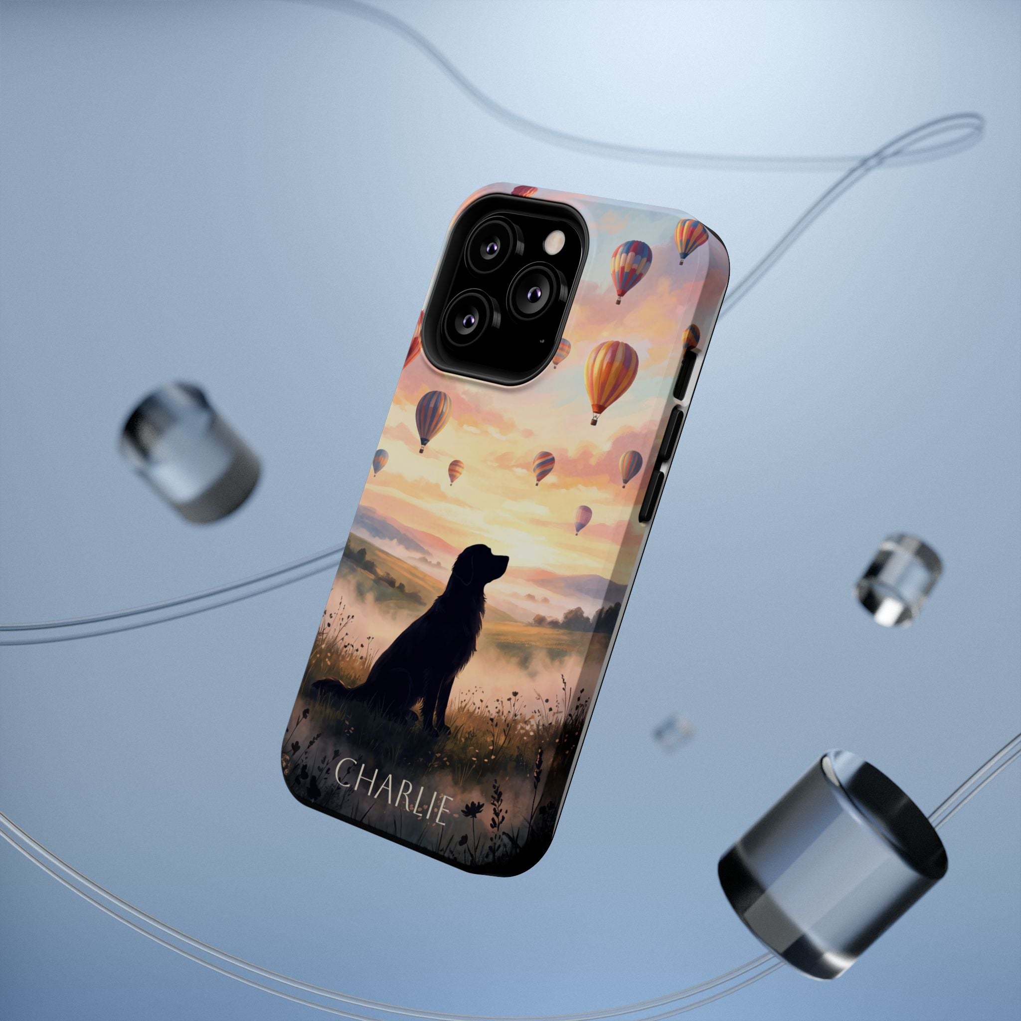 Personalized Golden Retriever Hot Air Balloon Phone Case — Wireless Charging Cover