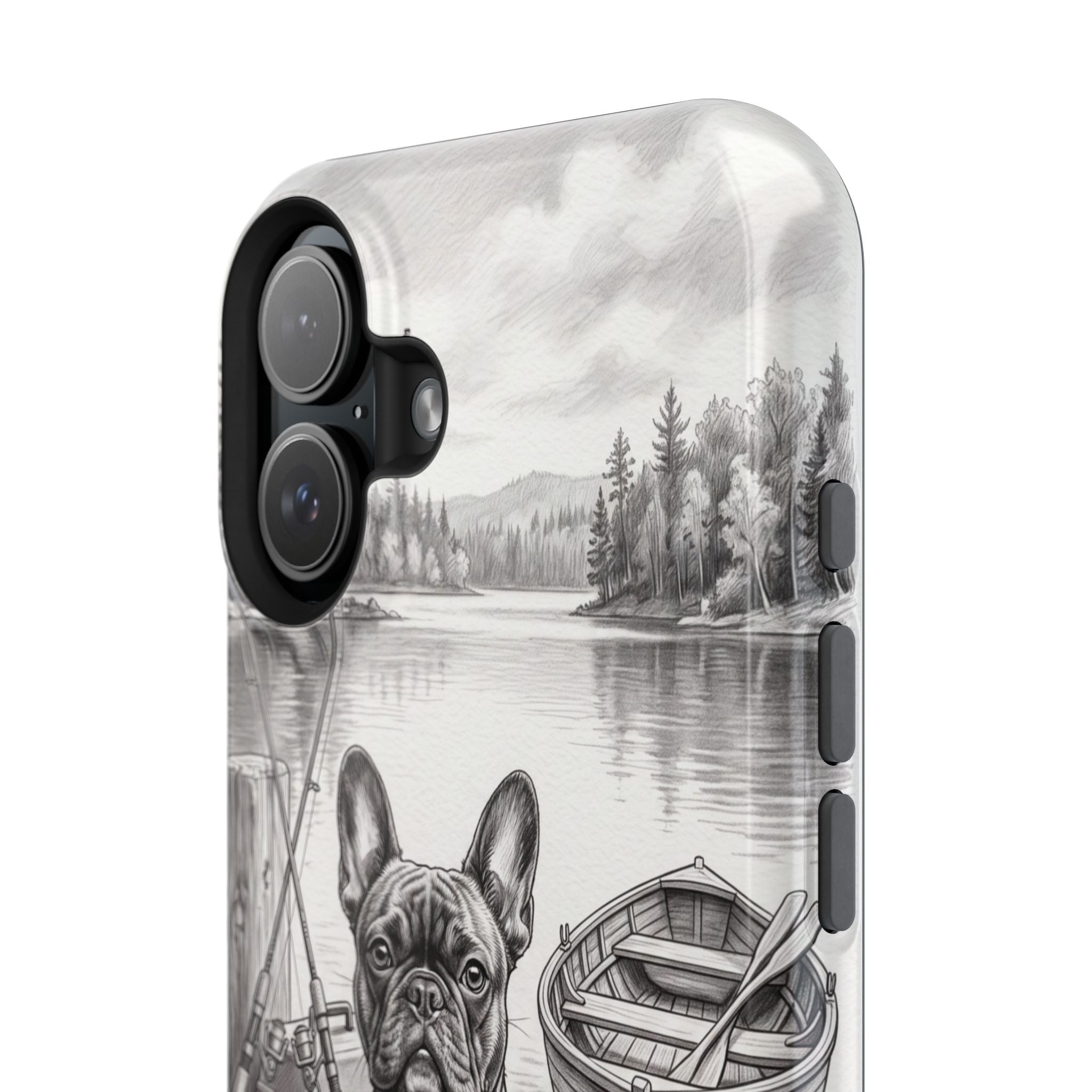 Personalized French Bulldog Lakeside Dock Phone Case — Wireless Charging Cover