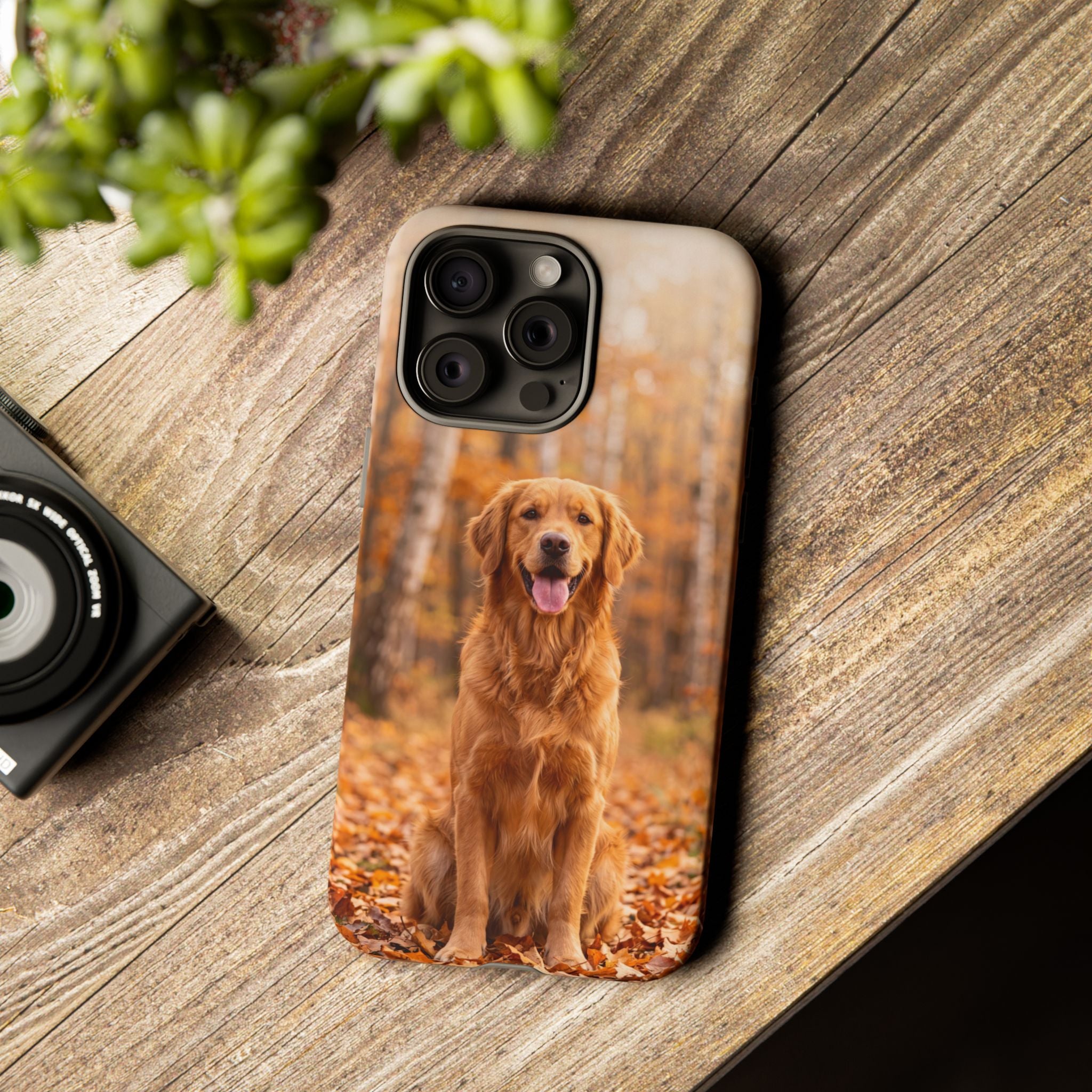 Golden Retriever Autumn Forest Phone Case | Happy Dog in Fall Foliage | Samsung & iPhone