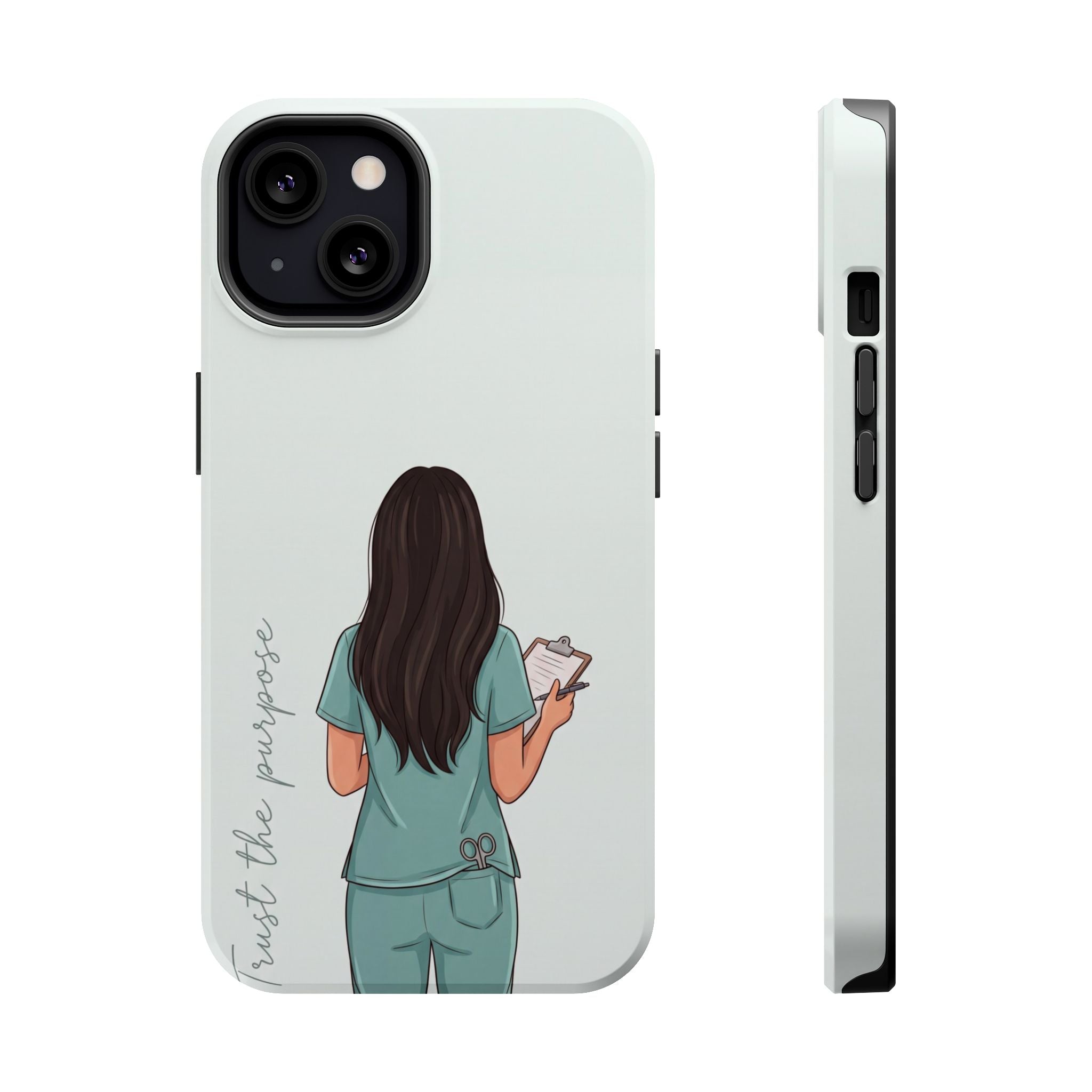 Nurse Illustration Phone Case — Impact-Resistant Wireless Charging Cover