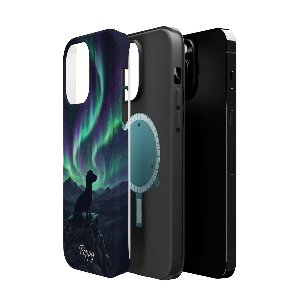 Personalized Dachshund Northern Lights Phone Case — Wireless Charging Cover