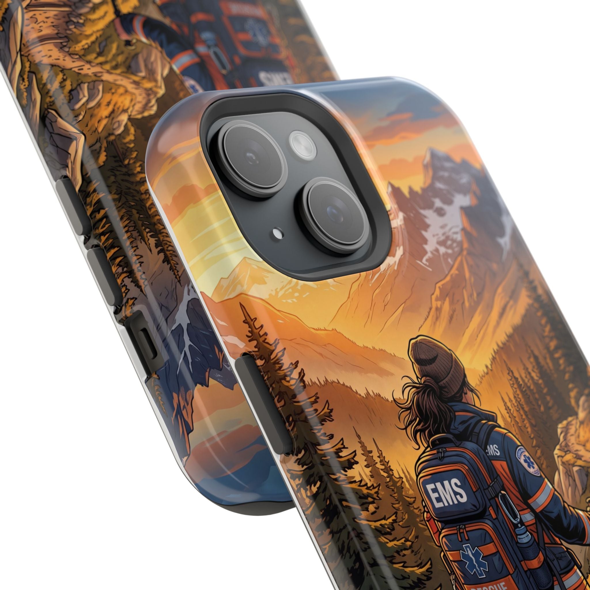 Paramedic/EMT Mountain Phone Case — Magnetic Wireless Charging Cover