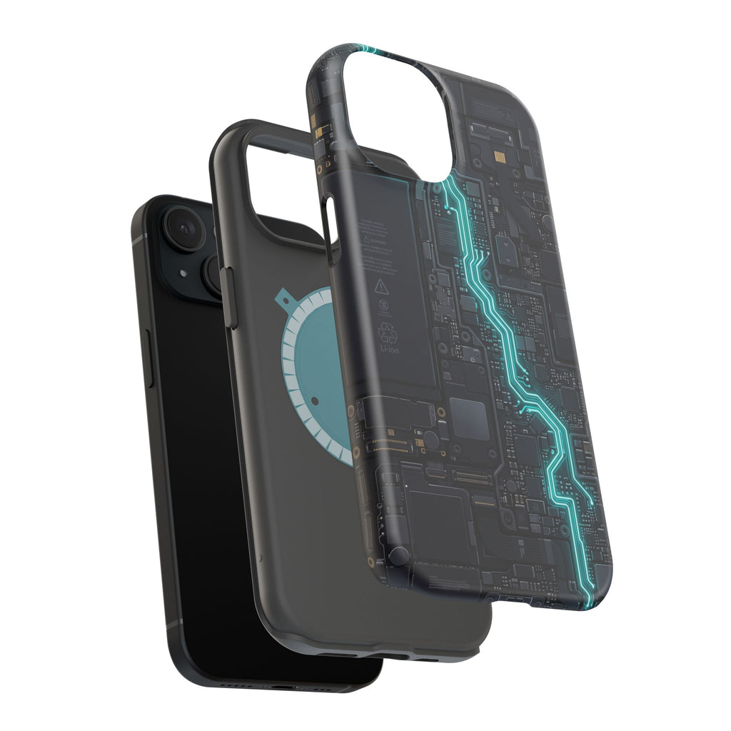 Cyan Bolt Electrician Phone Case — Electric Circuit Wireless Charging Cover