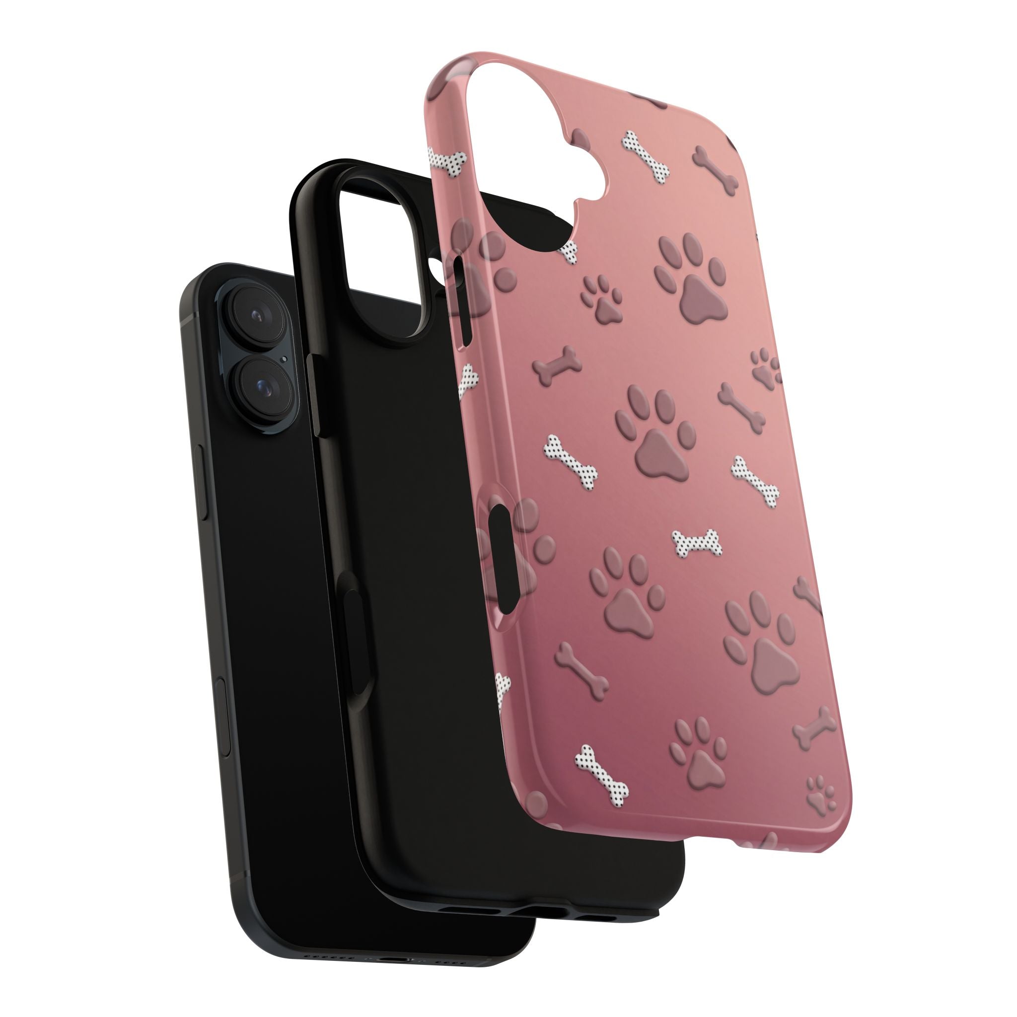 iPhone & Samsung Phone Case | Paw Print & Bone  | Dusty Rose Pattern Case for Frenchie Lovers