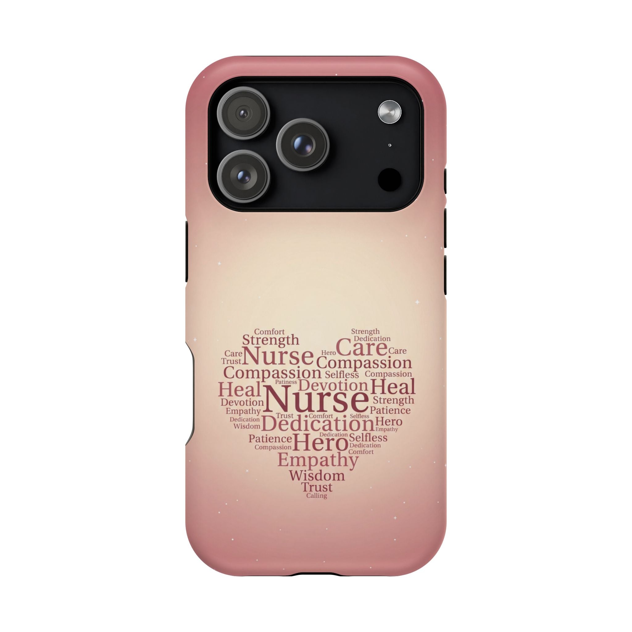 Nurse Heart Word Art Phone Case — Impact-Resistant Wireless Charging Cover