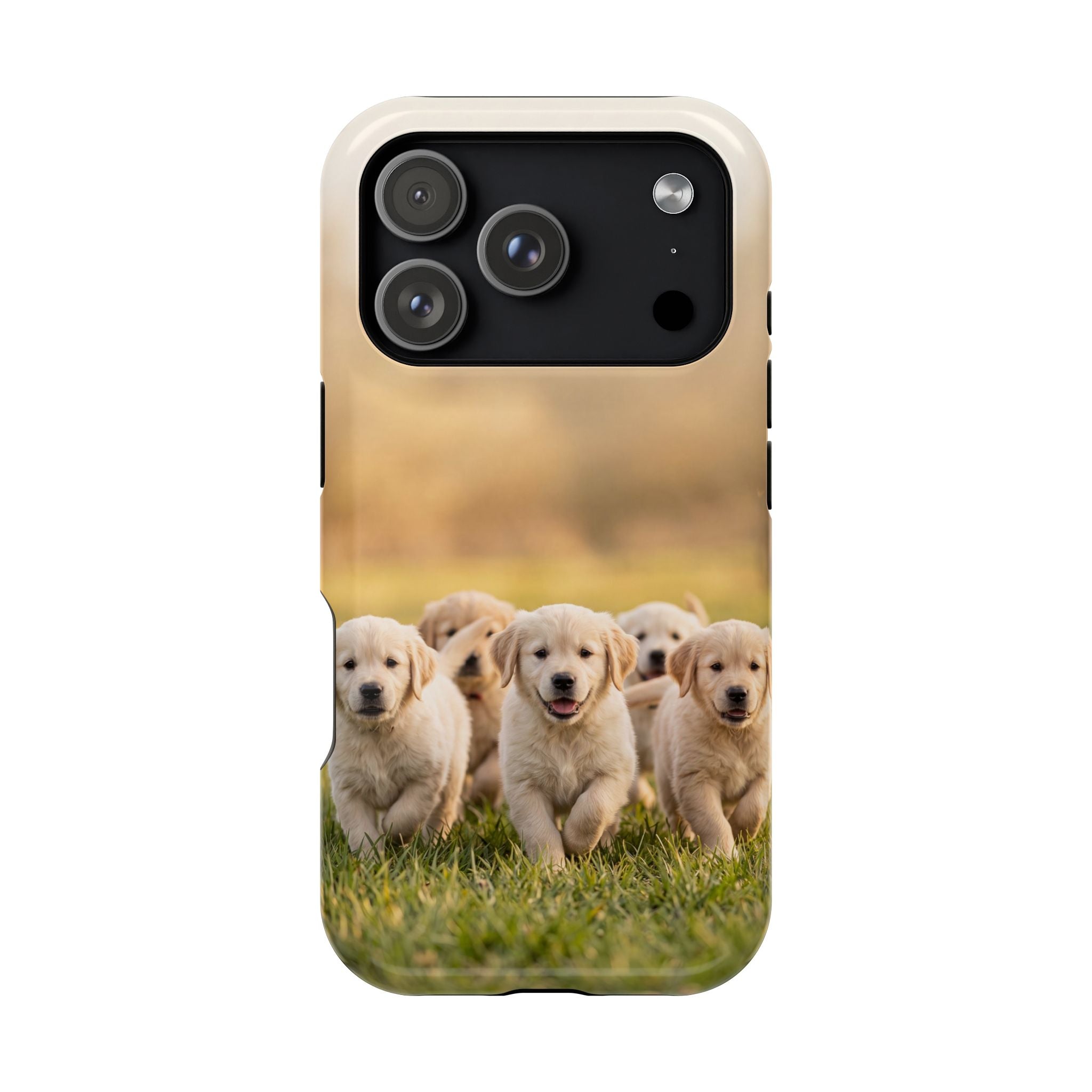 Golden Retriever Puppies Phone Case — Impact-Resistant Wireless Charging Cover