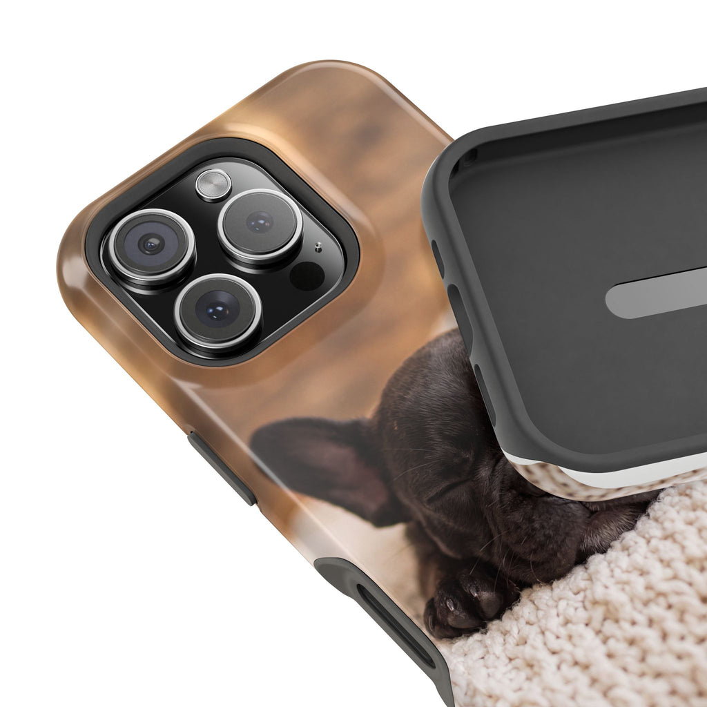 Sleepy French Bulldog Phone Case — Impact-Resistant Wireless Charging Cover