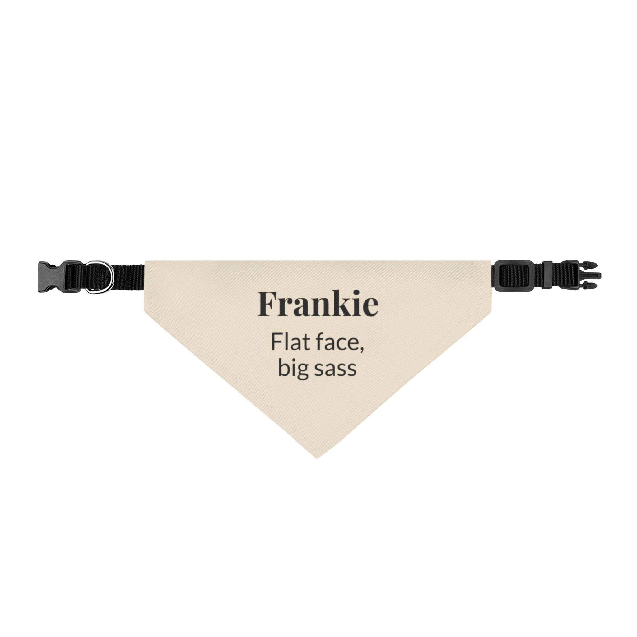 Personalized French Bulldog Bandana | Custom Name Pet Bandana | Warm Cream Flat Face Big Sass Dog Bandana