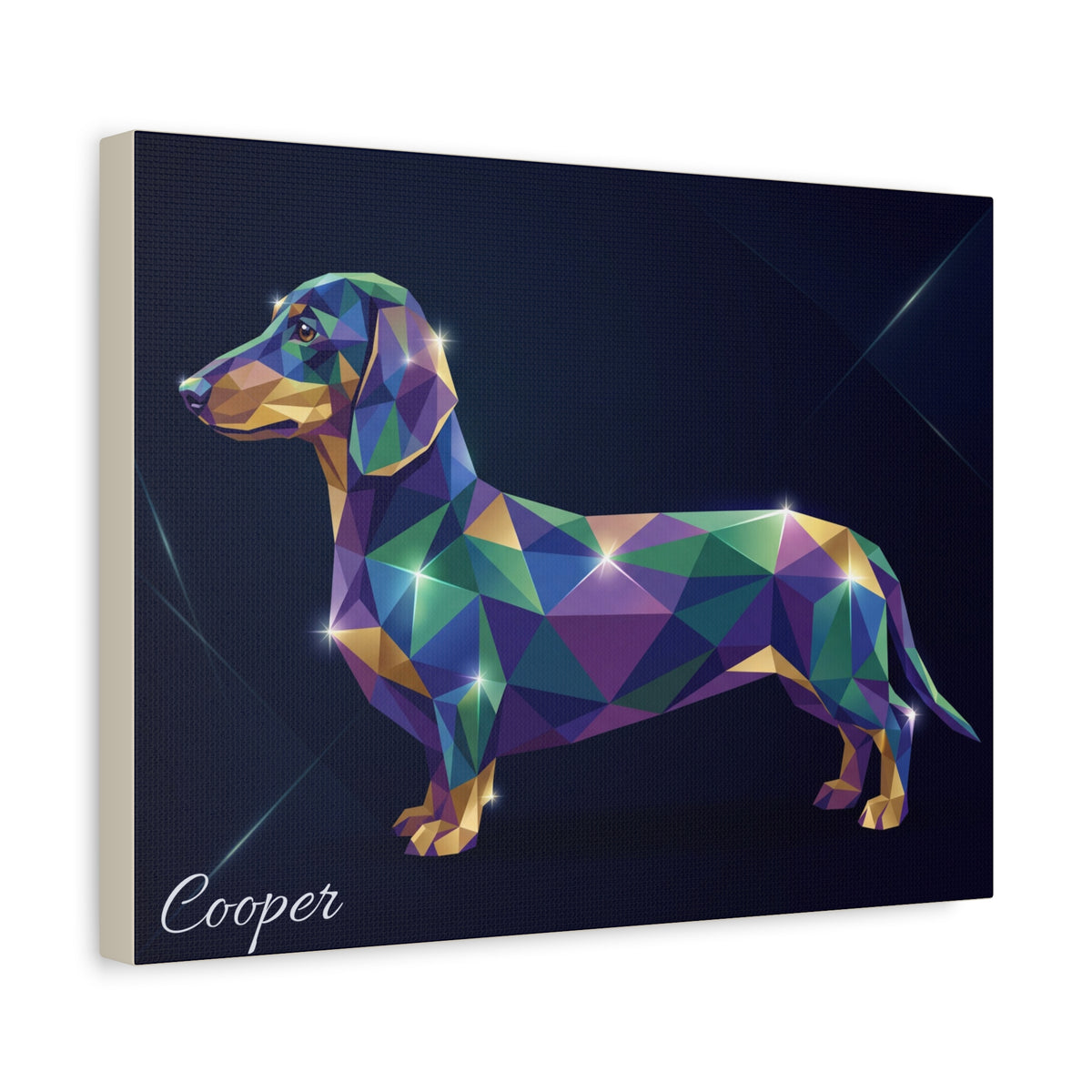 Dachshund Personalized Canvas | Crystal Prism Geometric Wall Art