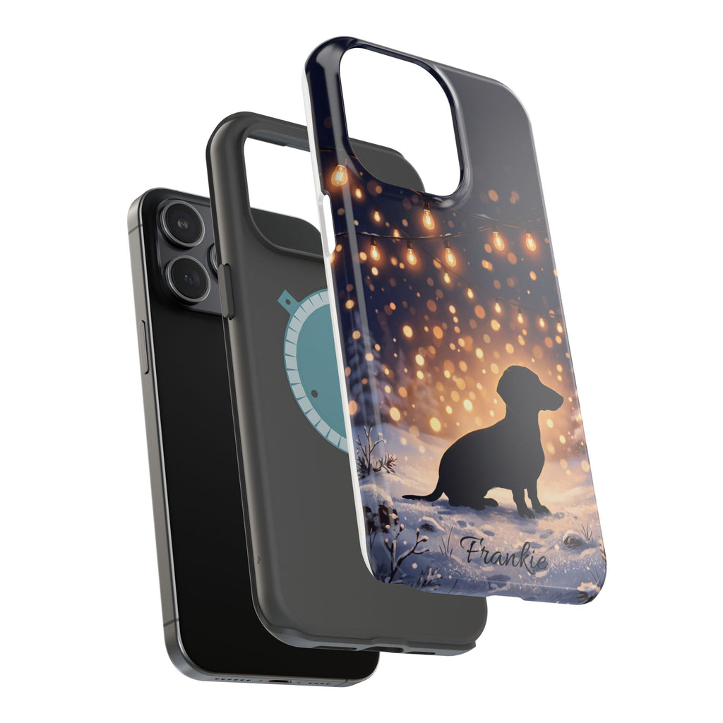Personalized Dachshund Golden Sparks Phone Case — Wireless Charging Cover