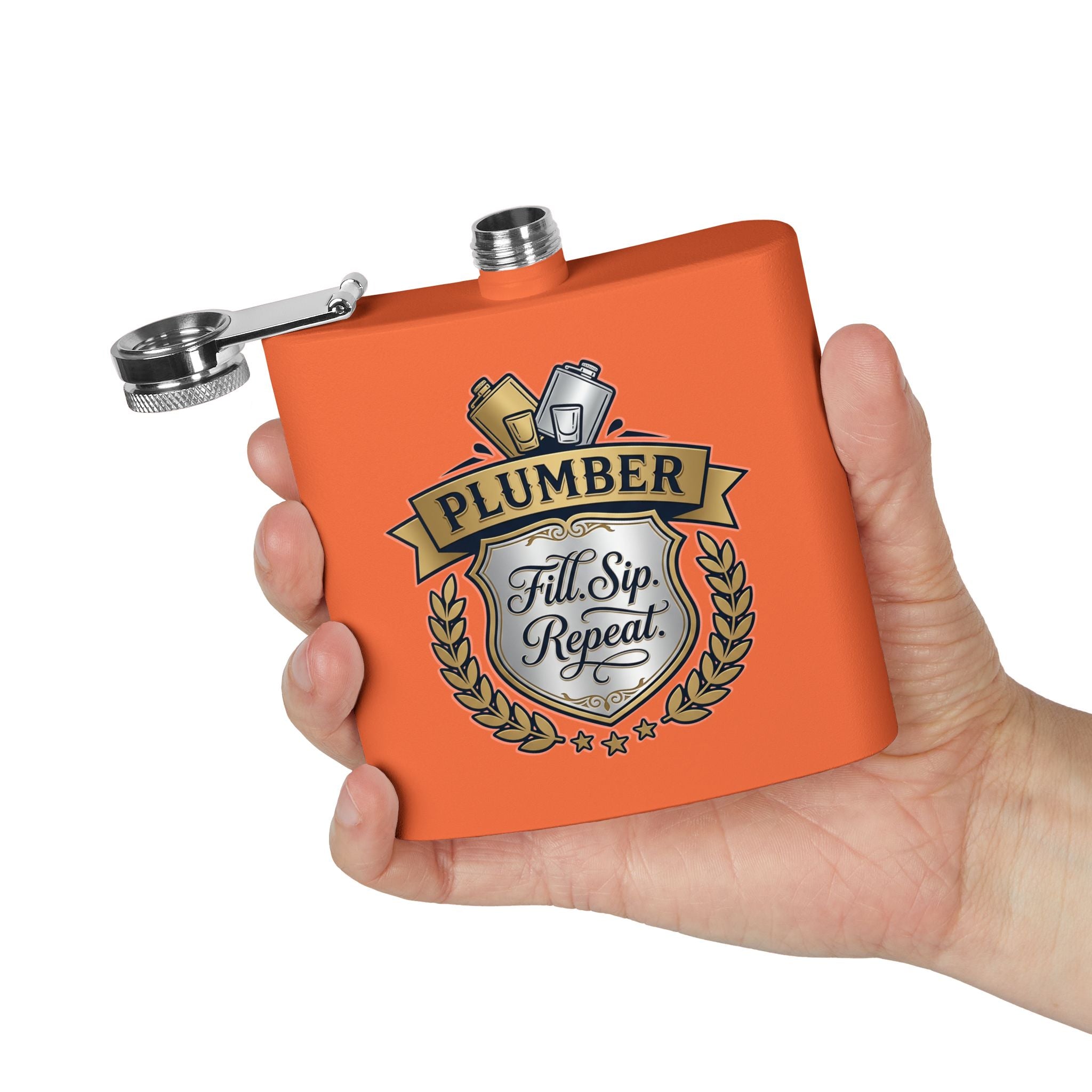 Flask — "Fill. Sip. Repeat." 6oz Stainless Steel Hip Flask