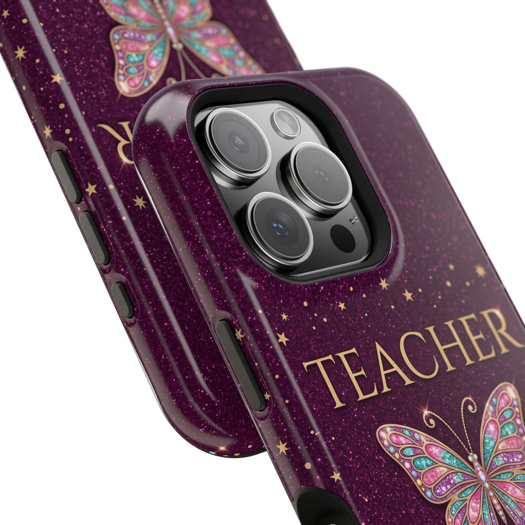 Teacher Life Glitter Butterfly Phone Case — Wireless Charging Cover