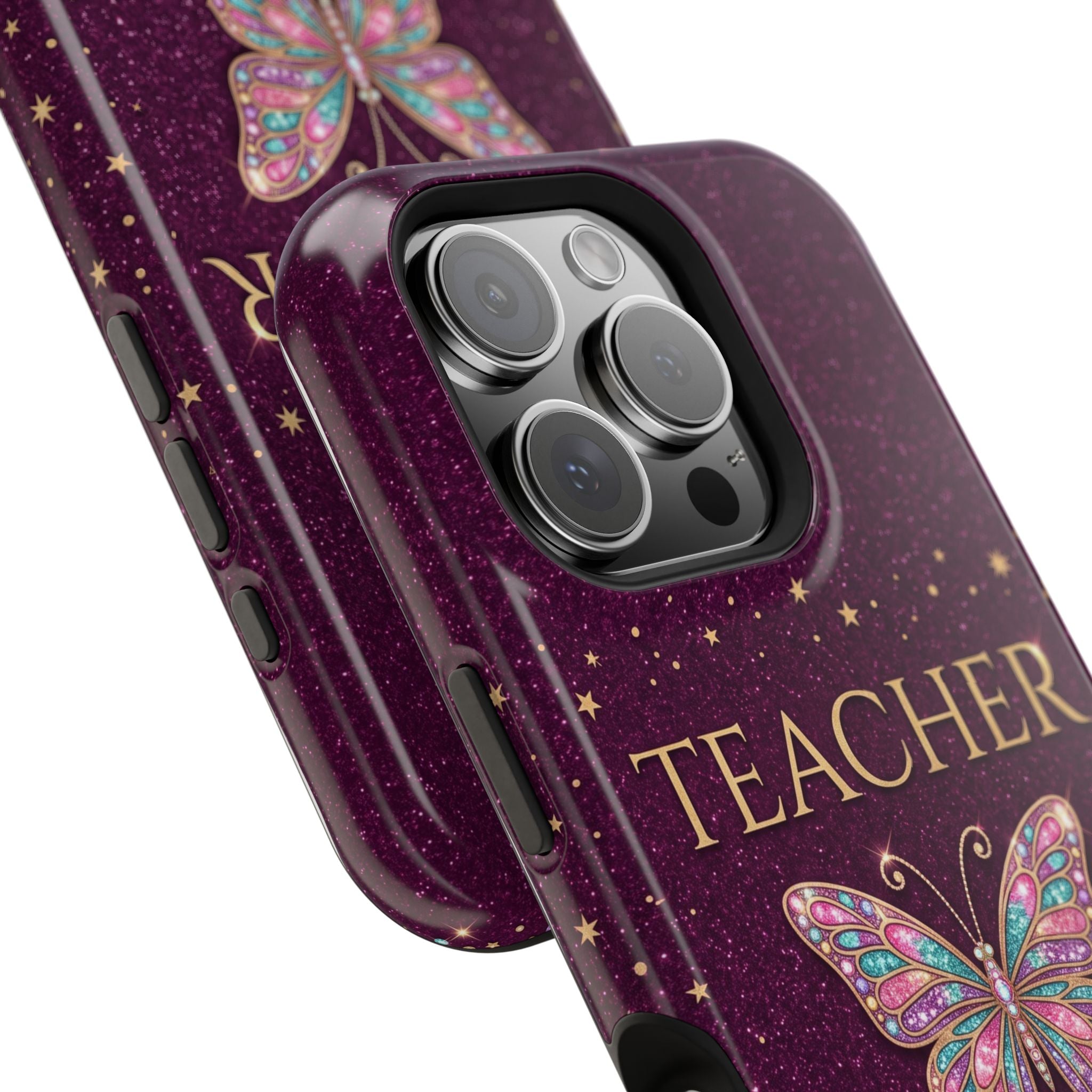 Teacher Life Glitter Butterfly Phone Case — Wireless Charging Cover