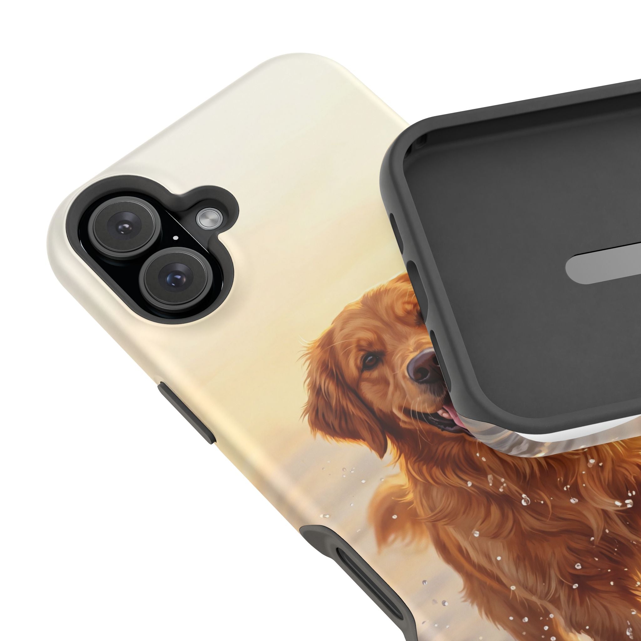 Beach Golden Retriever Phone Case — Impact-Resistant Wireless Charging Cover