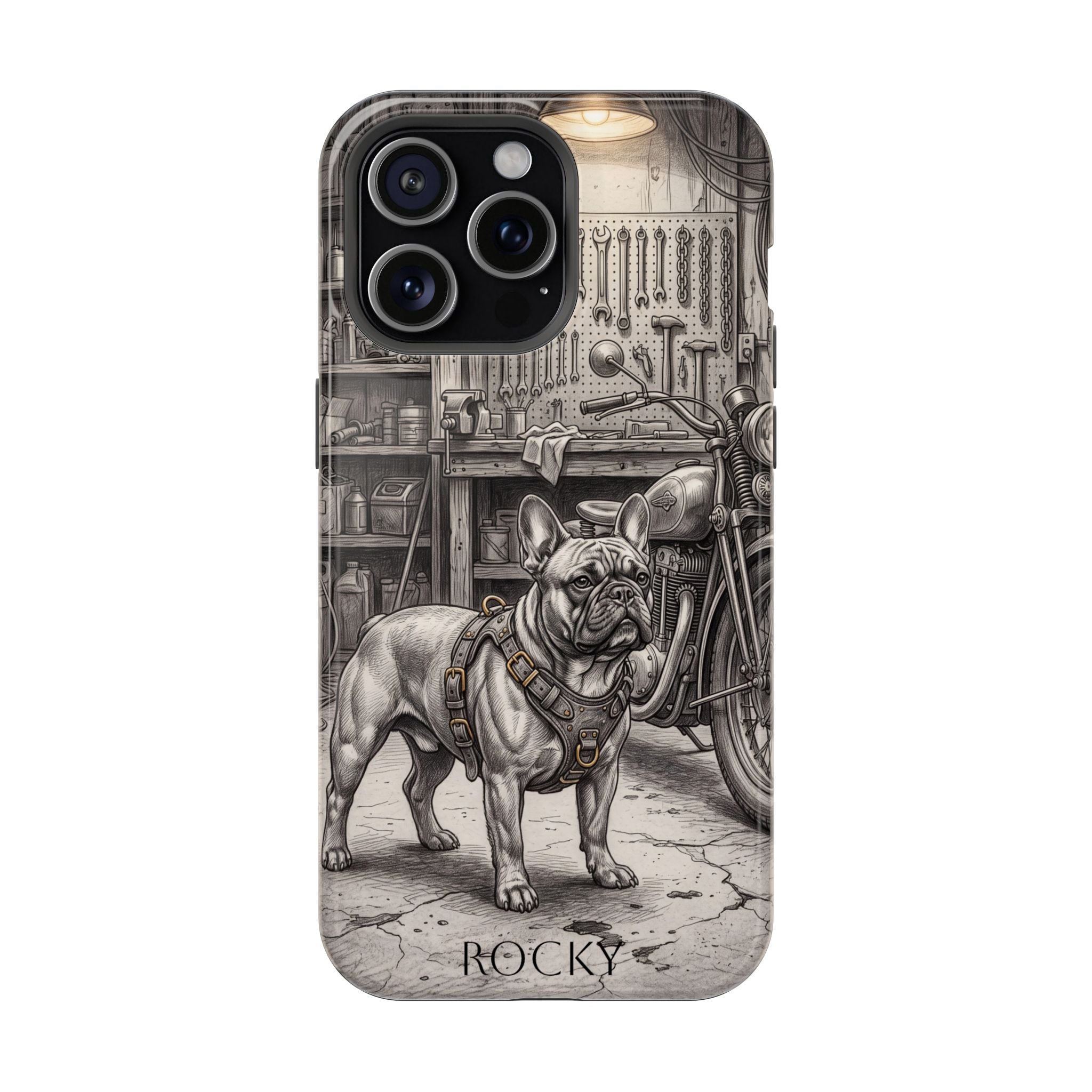Personalized French Bulldog Vintage Street Phone Case — Wireless Charging Cover