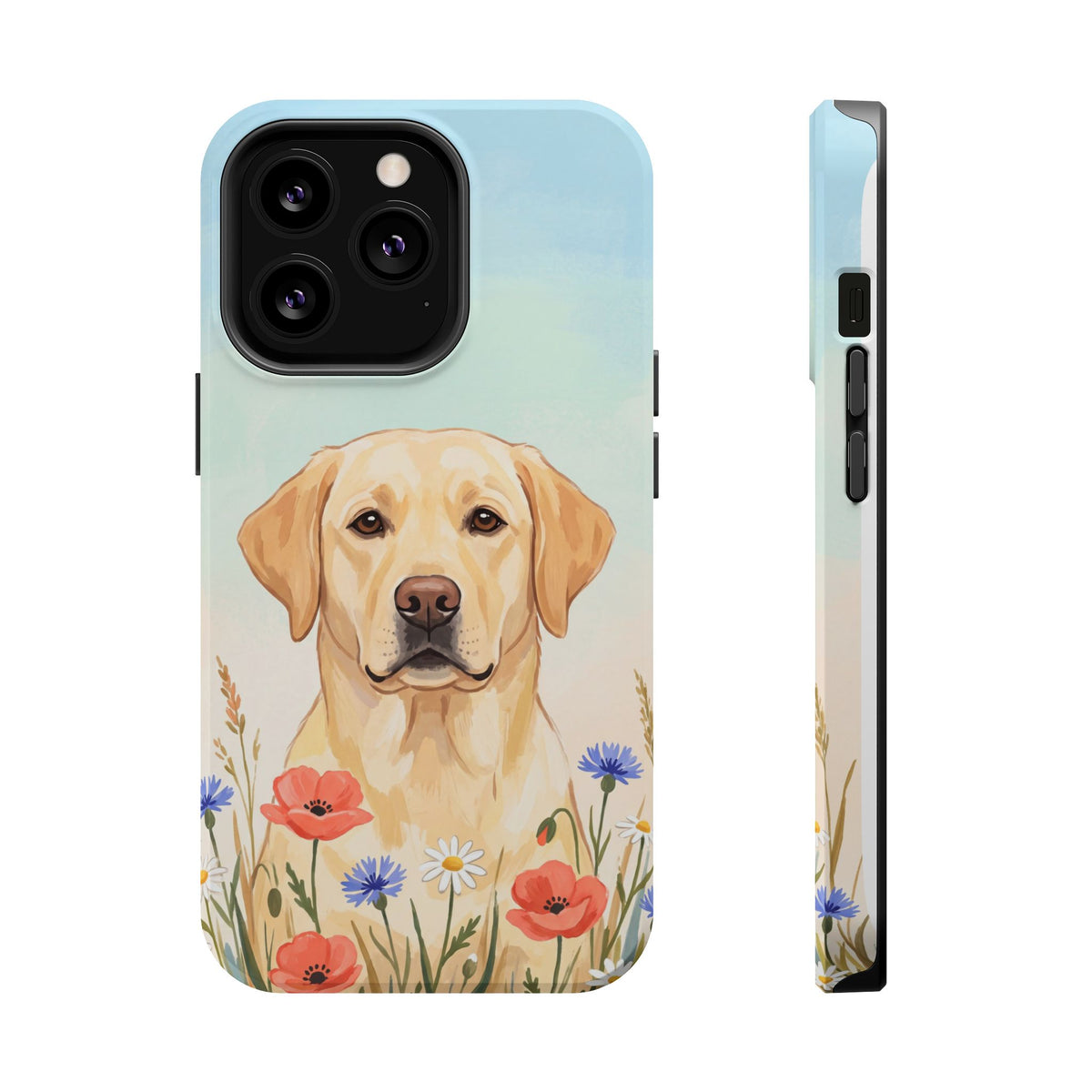 Labrador Wildflower Painting Phone Case — Tough Magnetic Case with Wireless Charging