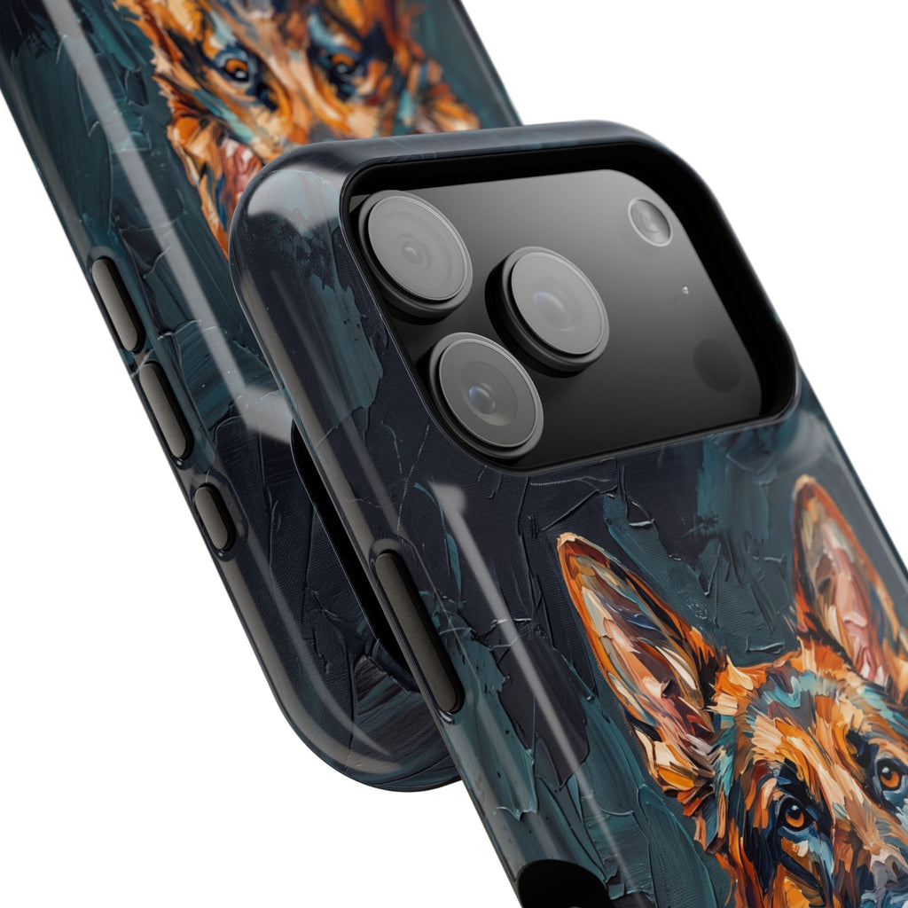 German Shepherd Phone Case | Palette Knife Painting Art — Tough Magnetic Case with Wireless Charging