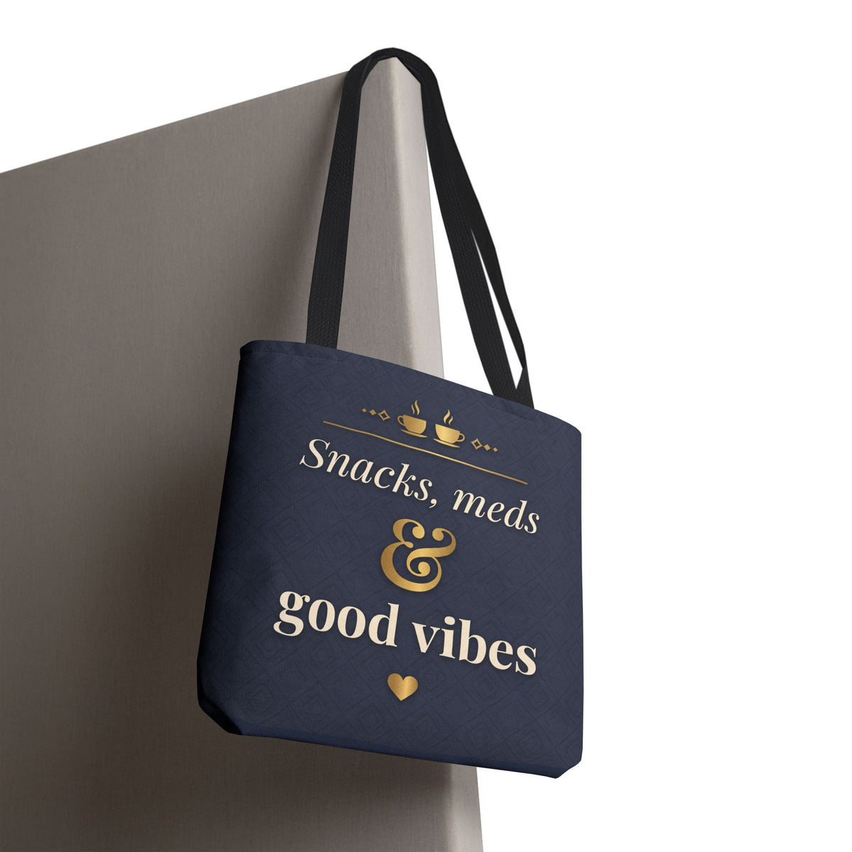 Snacks Meds & Good Vibes Tote | Funny Nurse Gift Tote Bag | Healthcare Worker Humour Gift | Premium Polyester Carry-All