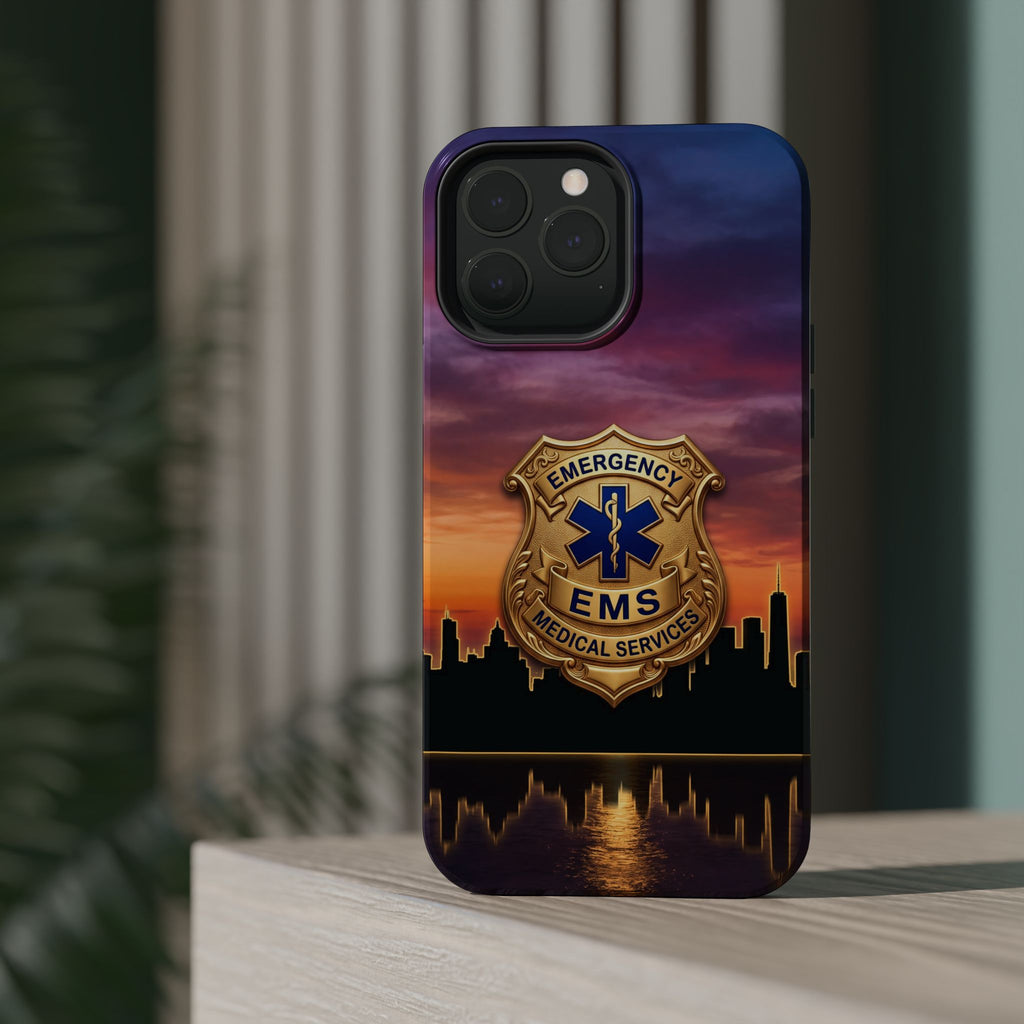 EMS Badge Sunset Skyline Phone Case — Magnetic Wireless Charging Cover