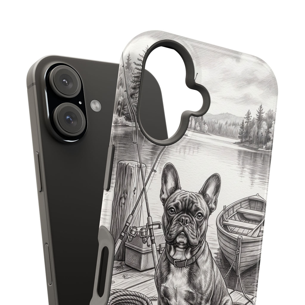 Personalized French Bulldog Lakeside Dock Phone Case — Wireless Charging Cover